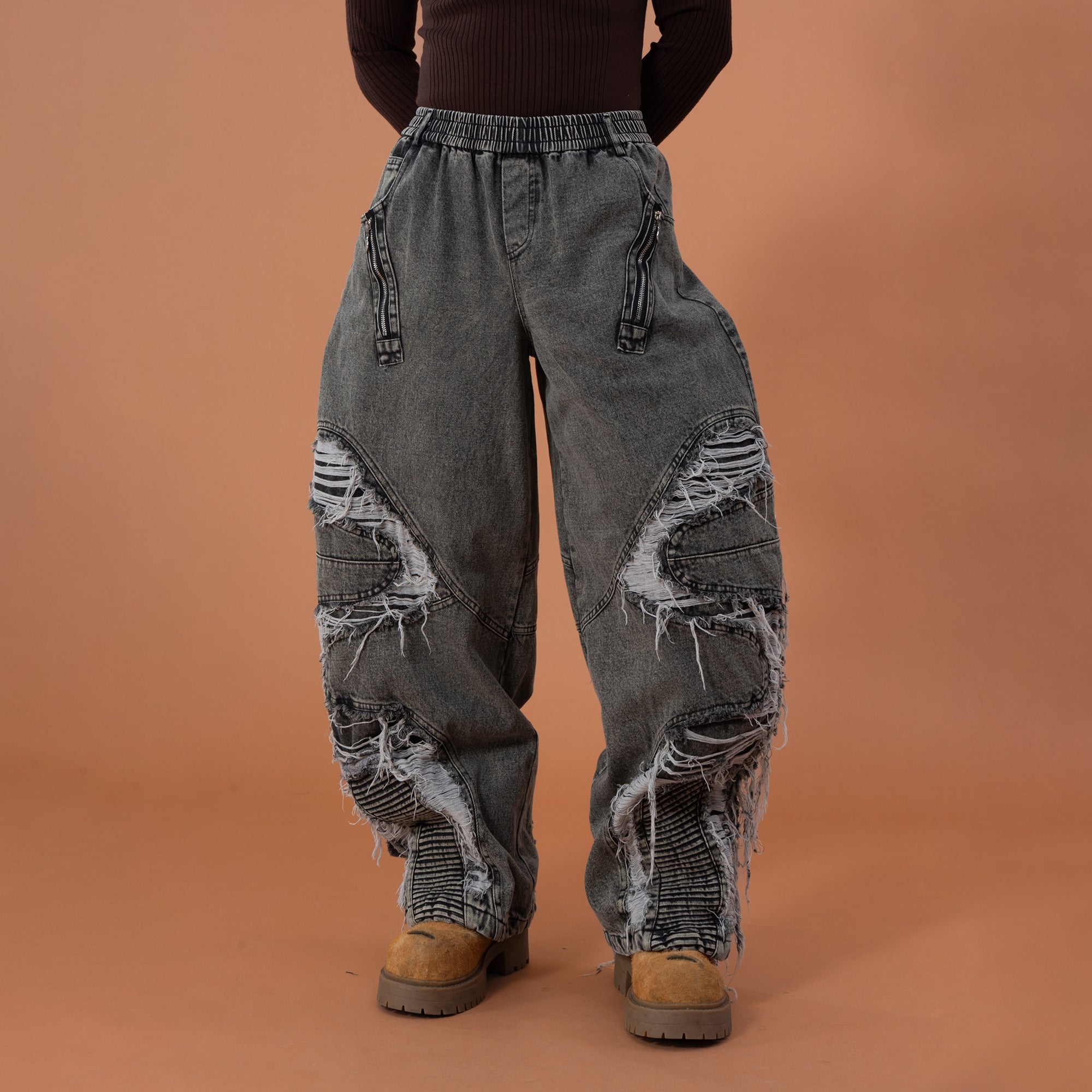 CLP Dirty Fit Ripped Elastic-Waist Jeans