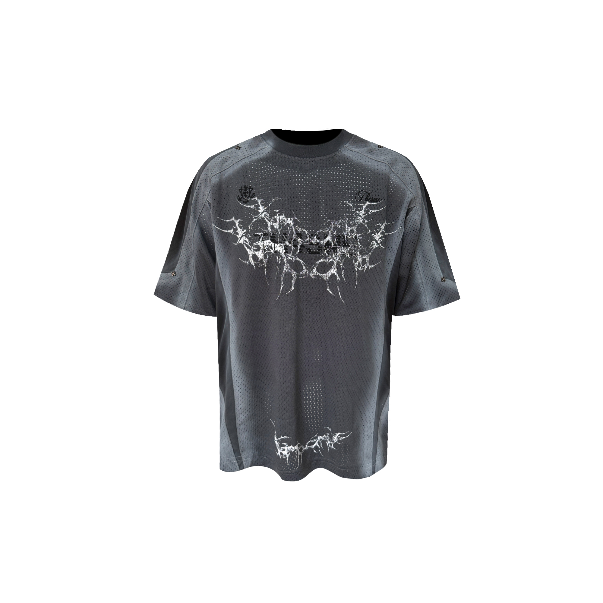 TH4SWE Washed Thorn Graphic Studded T Shirt