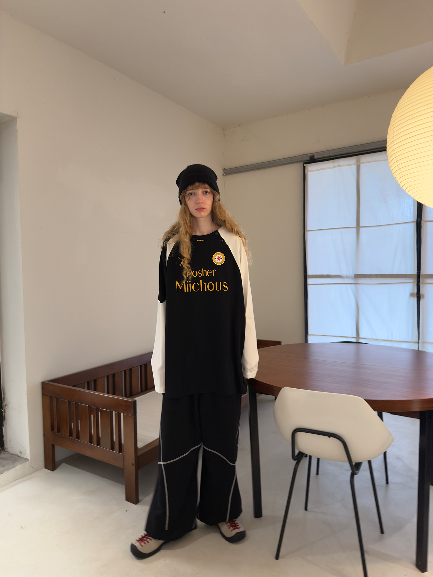 MIICHOUS Snap Contrast Quick-Dry Long-Sleeve Tee