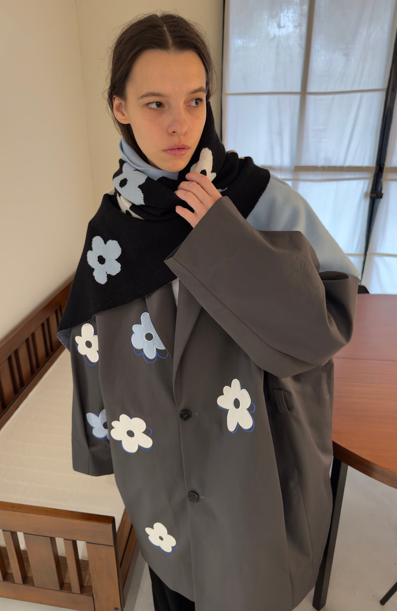 MIICHOUS Floral Paneled Detachable Liner Coat