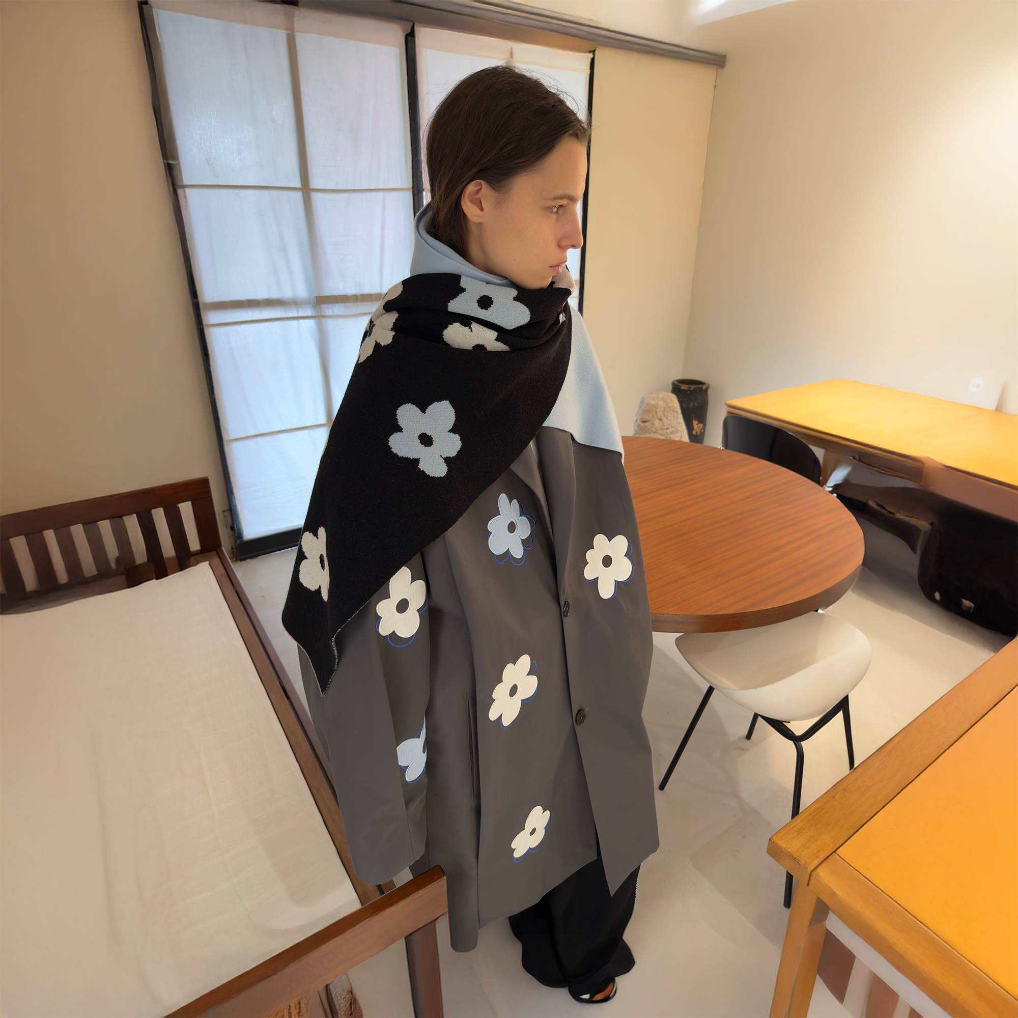 MIICHOUS Floral Paneled Detachable Liner Coat