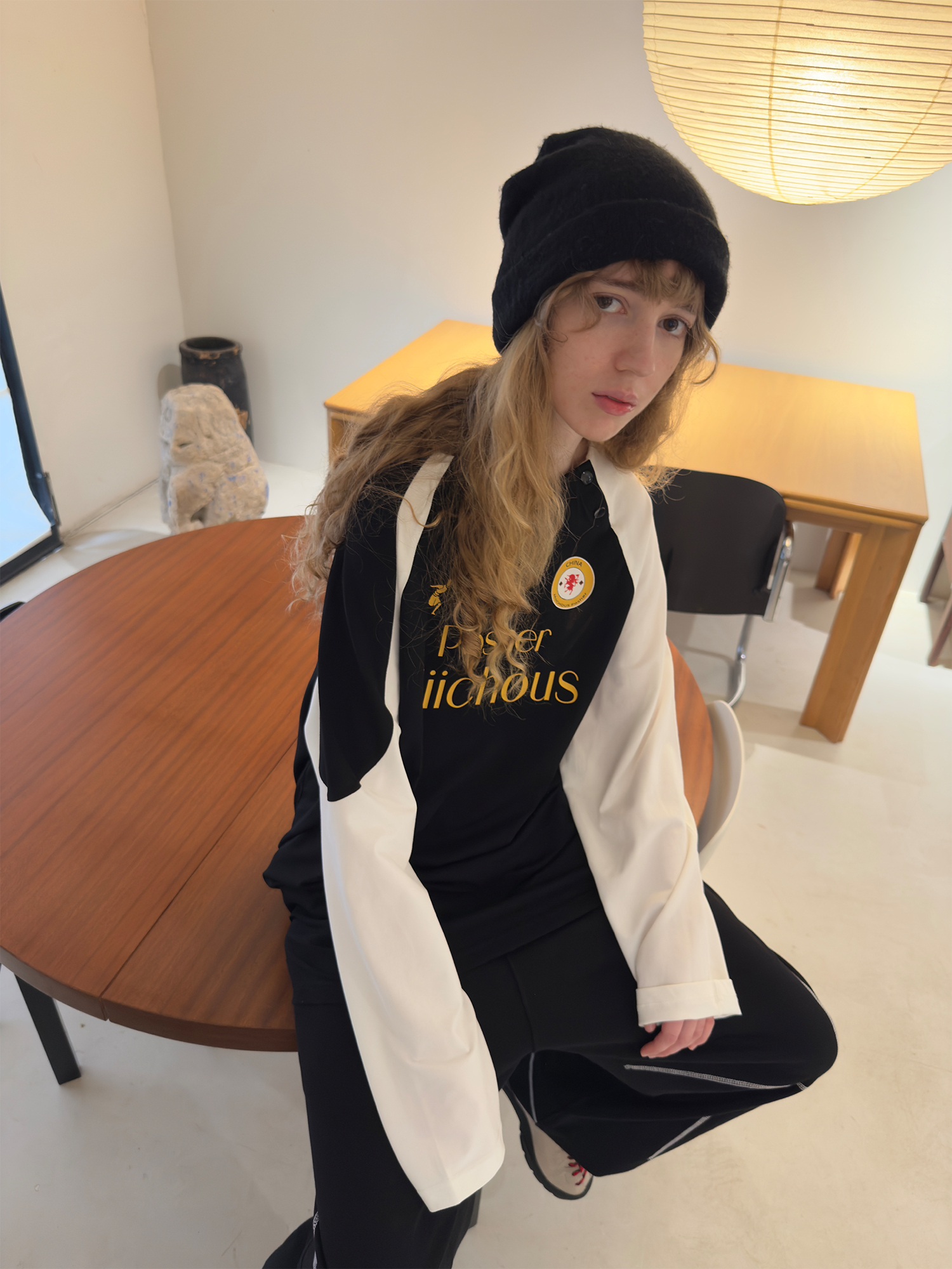 MIICHOUS Snap Contrast Quick-Dry Long-Sleeve Tee