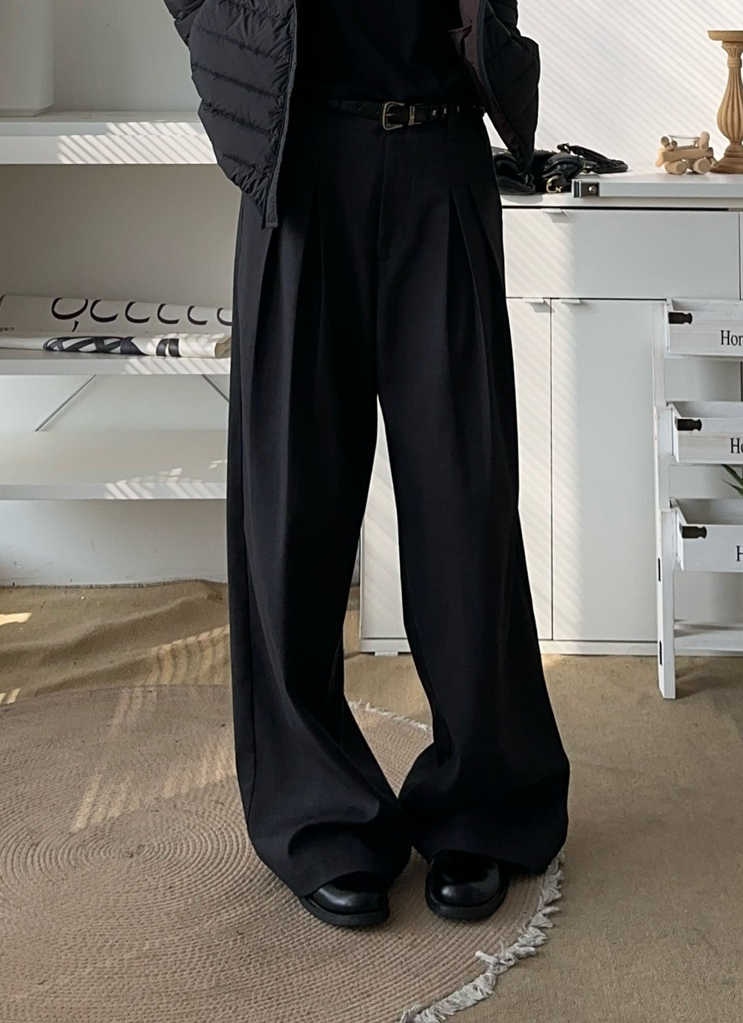 OKAYTHXBYE Essential Pleat Wide-Leg Trousers