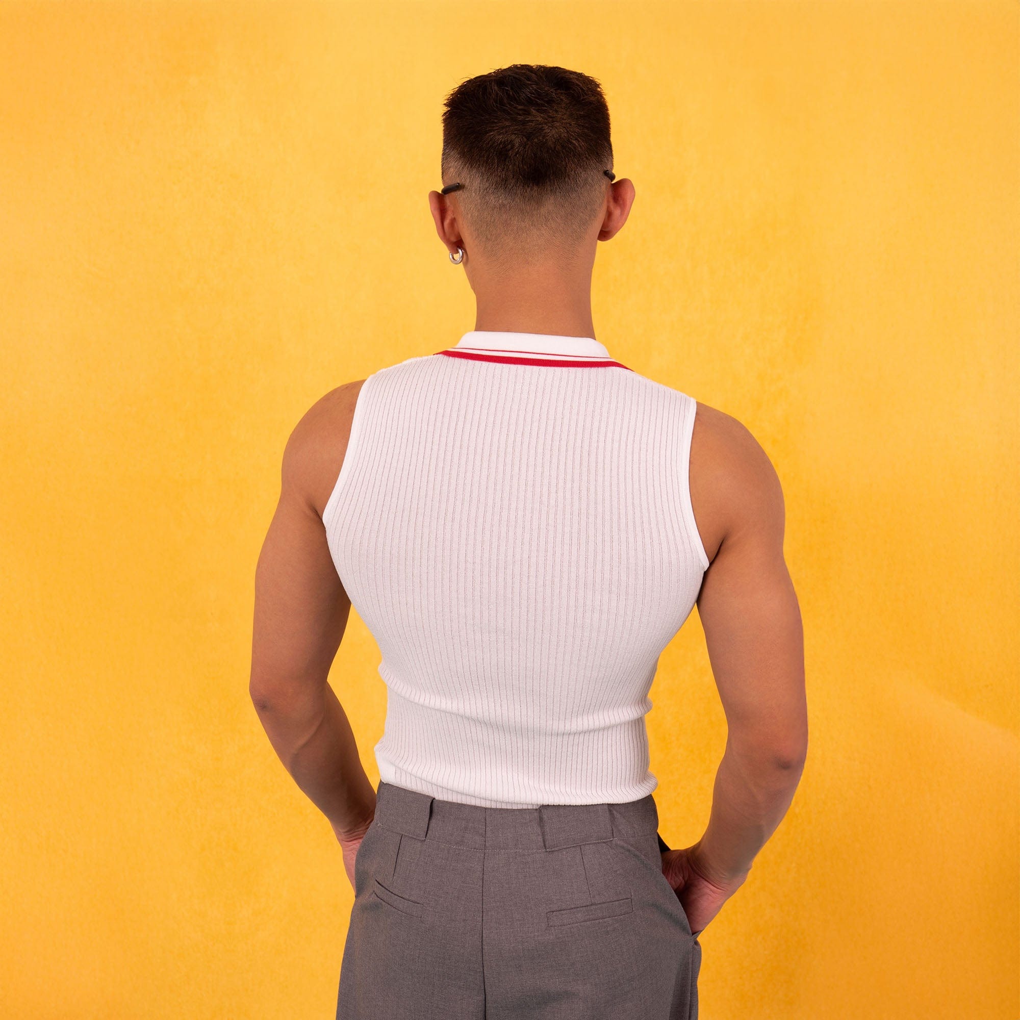 CLP Contrast Trim Ribbed Polo Tank Top, premium urban and streetwear designers apparel on PROJECTISR.com, CLP