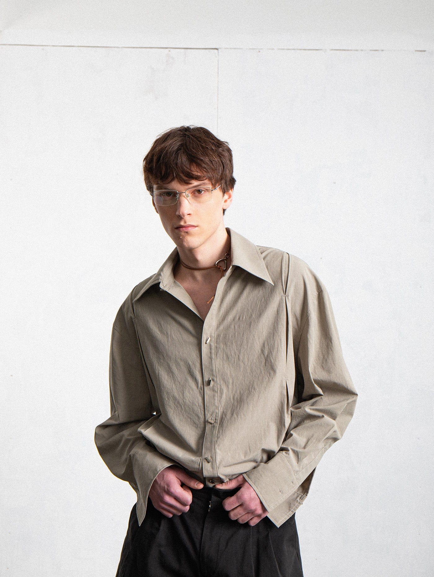LEONSENSE Modern Pleated Shirt, premium urban and streetwear designers apparel on PROJECTISR.com, LEONSENSE