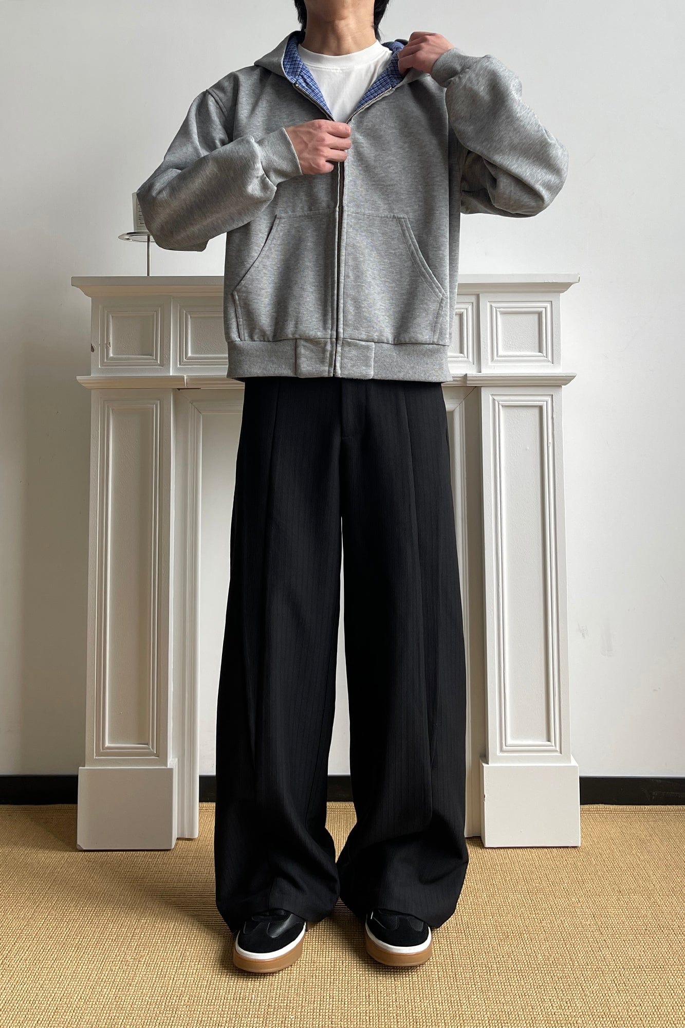 OKAYTHXBYE Houndstooth-Lined Zip-Up Hooded Jacket, premium urban and streetwear designers apparel on PROJECTISR.com, OKAYTHXBYE