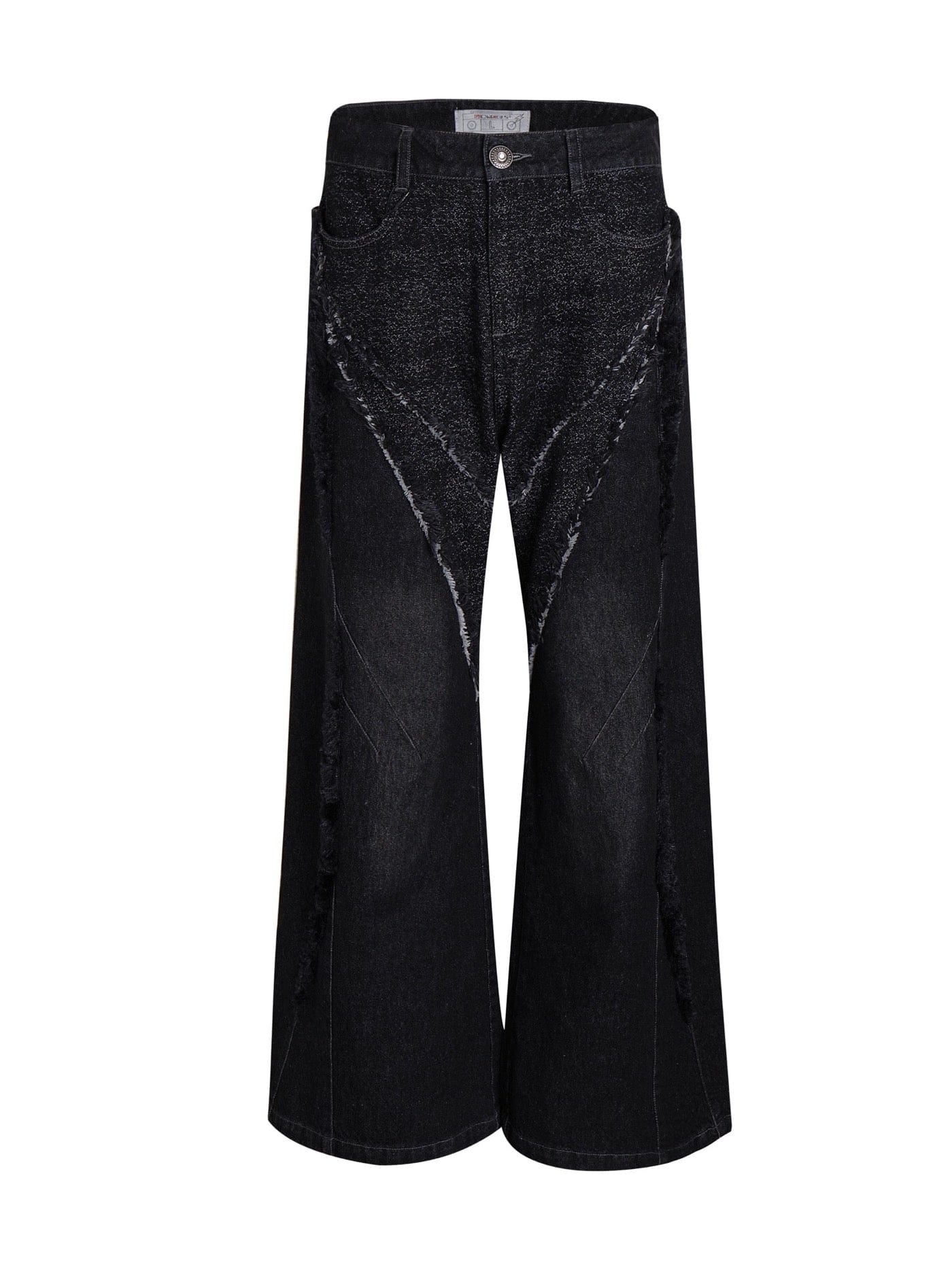 DND4DES Raw-Edge Faux Fur Spliced Jeans, premium urban and streetwear designers apparel on PROJECTISR.com, DND4DES