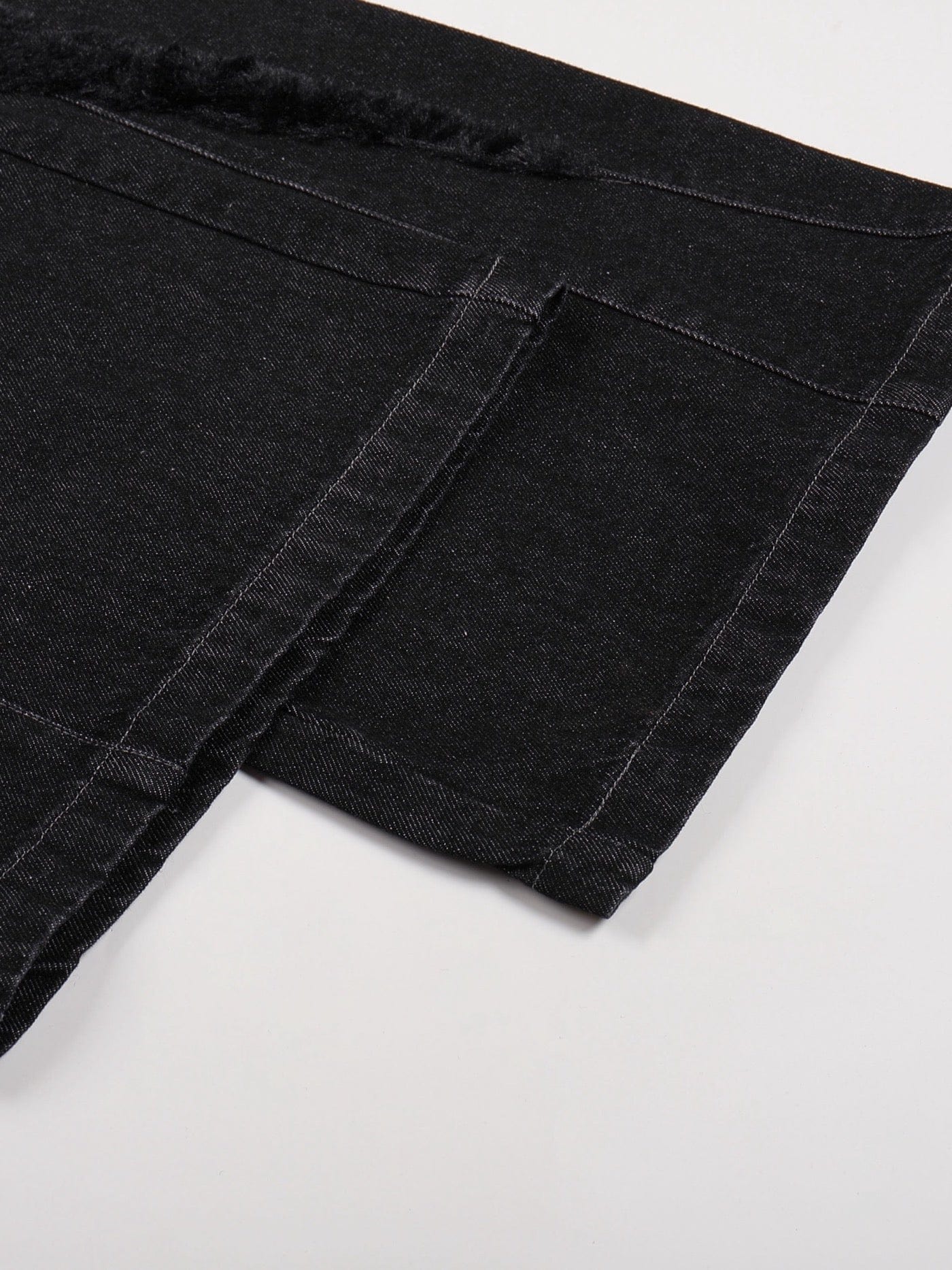 DND4DES Raw-Edge Faux Fur Spliced Jeans, premium urban and streetwear designers apparel on PROJECTISR.com, DND4DES