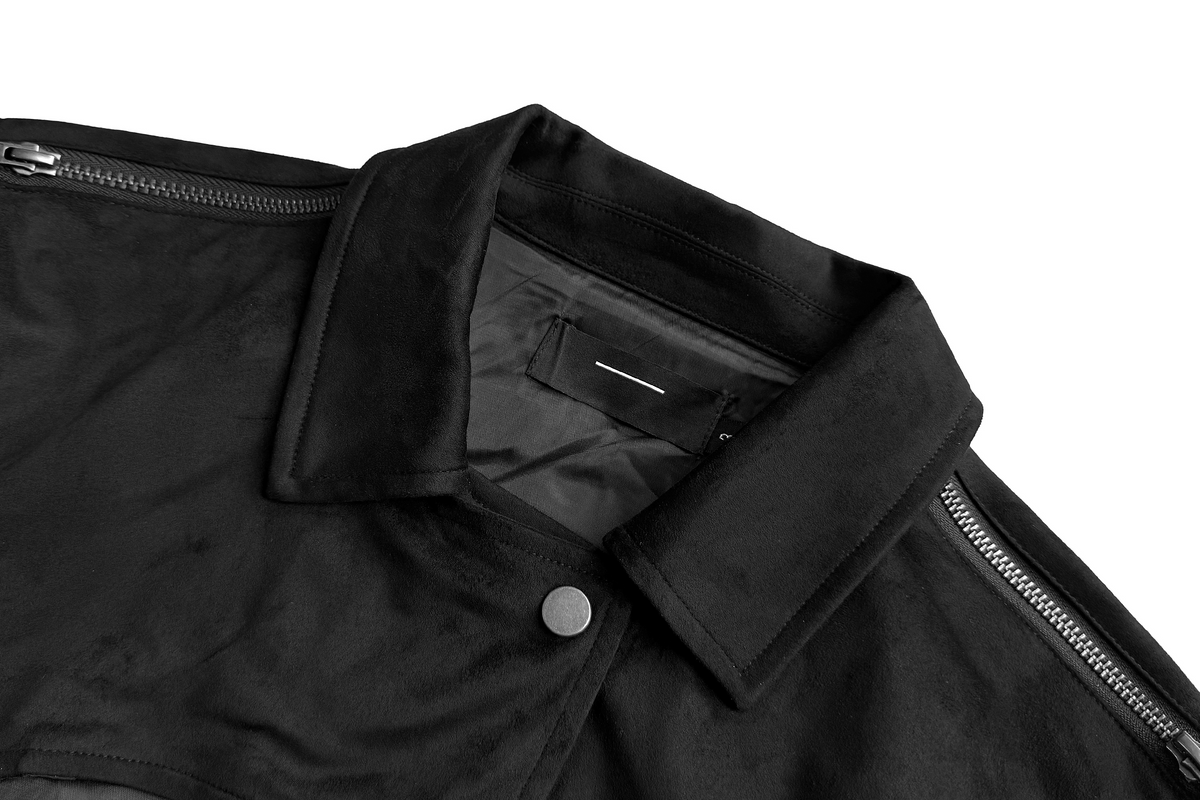 CINDER VEIN Fringed Zip-Up Suede Cropped Jacket