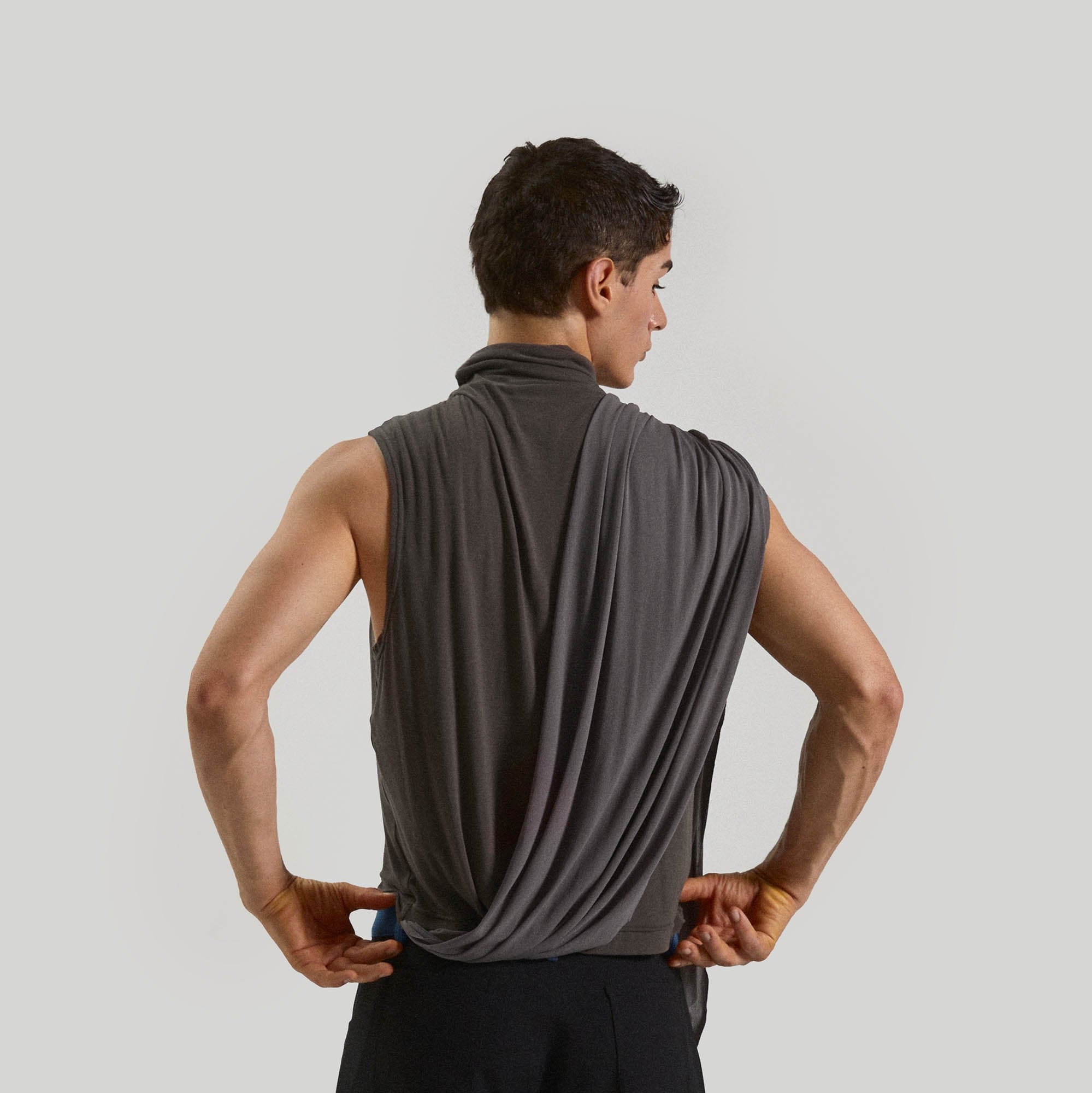 KADAKADA Draped Sheer High-Neck Tank Top, premium urban and streetwear designers apparel on PROJECTISR.com, KADAKADA