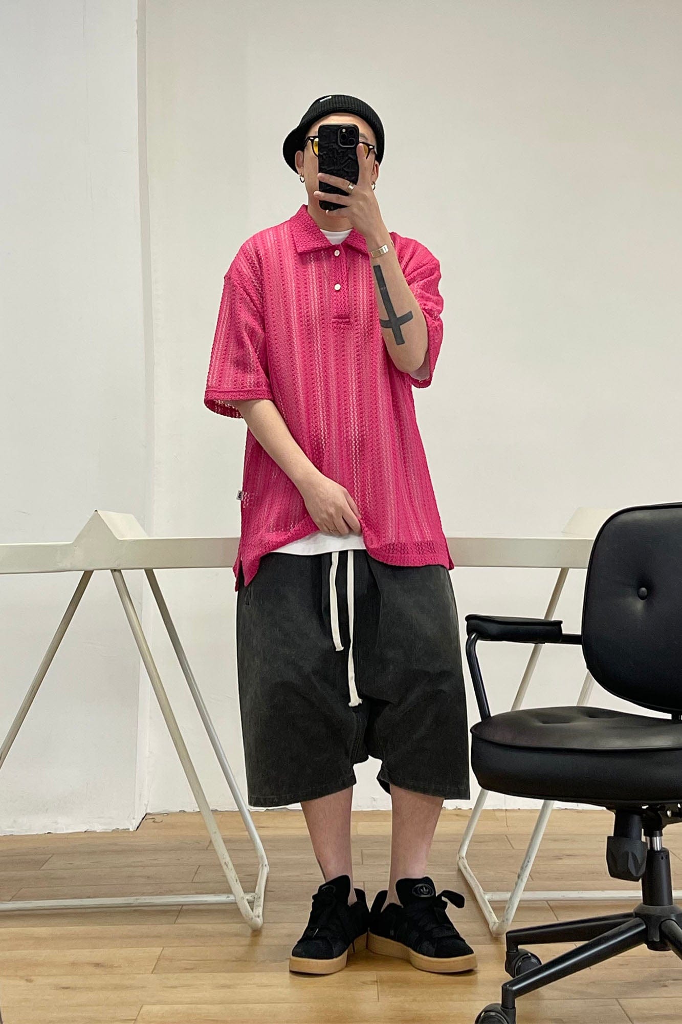 ME DA IGUAL Crochet Polo Oversized T-Shirt, premium urban and streetwear designers apparel on PROJECTISR.com, ME DA IGUAL