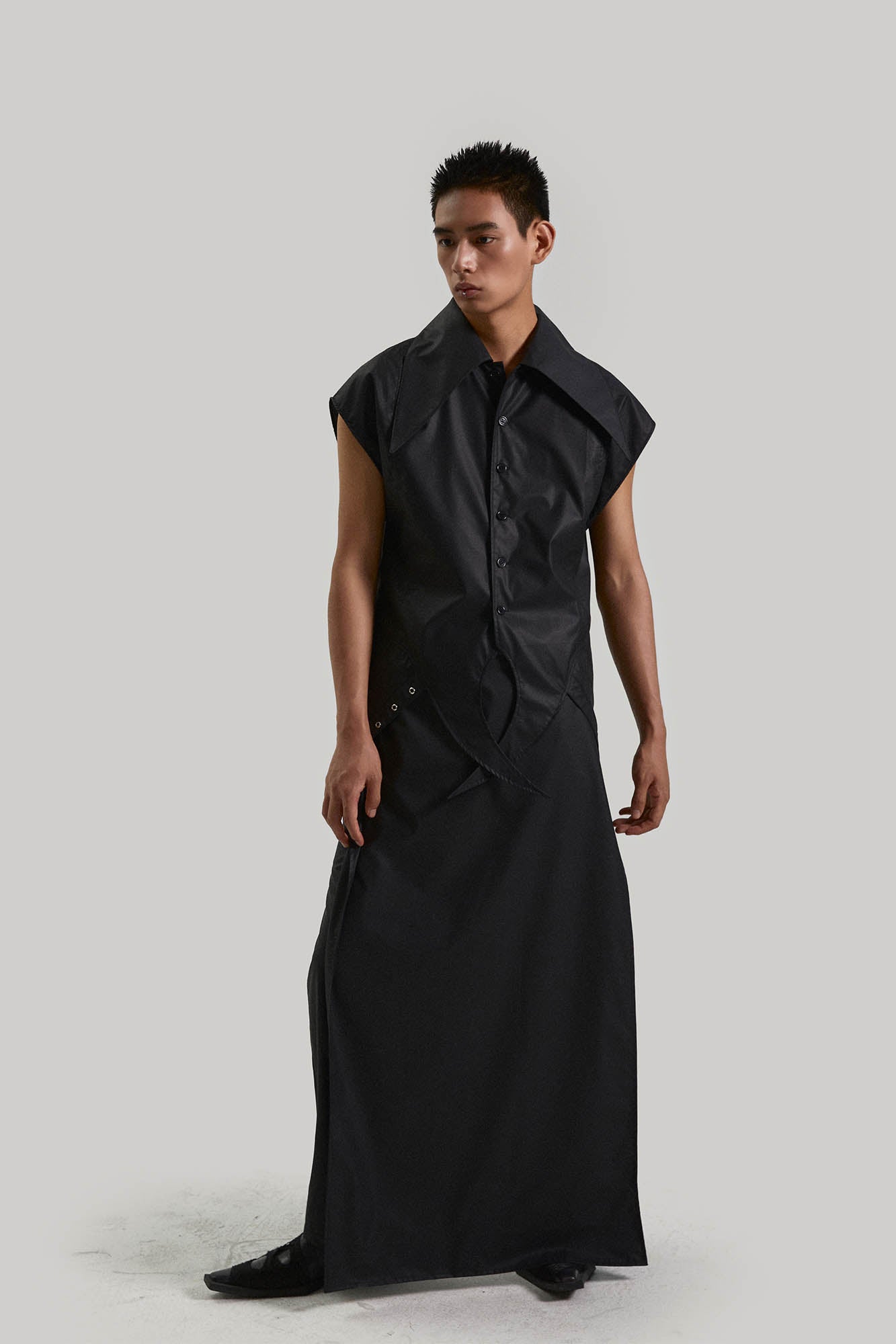 KADAKADA Detachable Cloak Faux Leather Pants, premium urban and streetwear designers apparel on PROJECTISR.com, KADAKADA