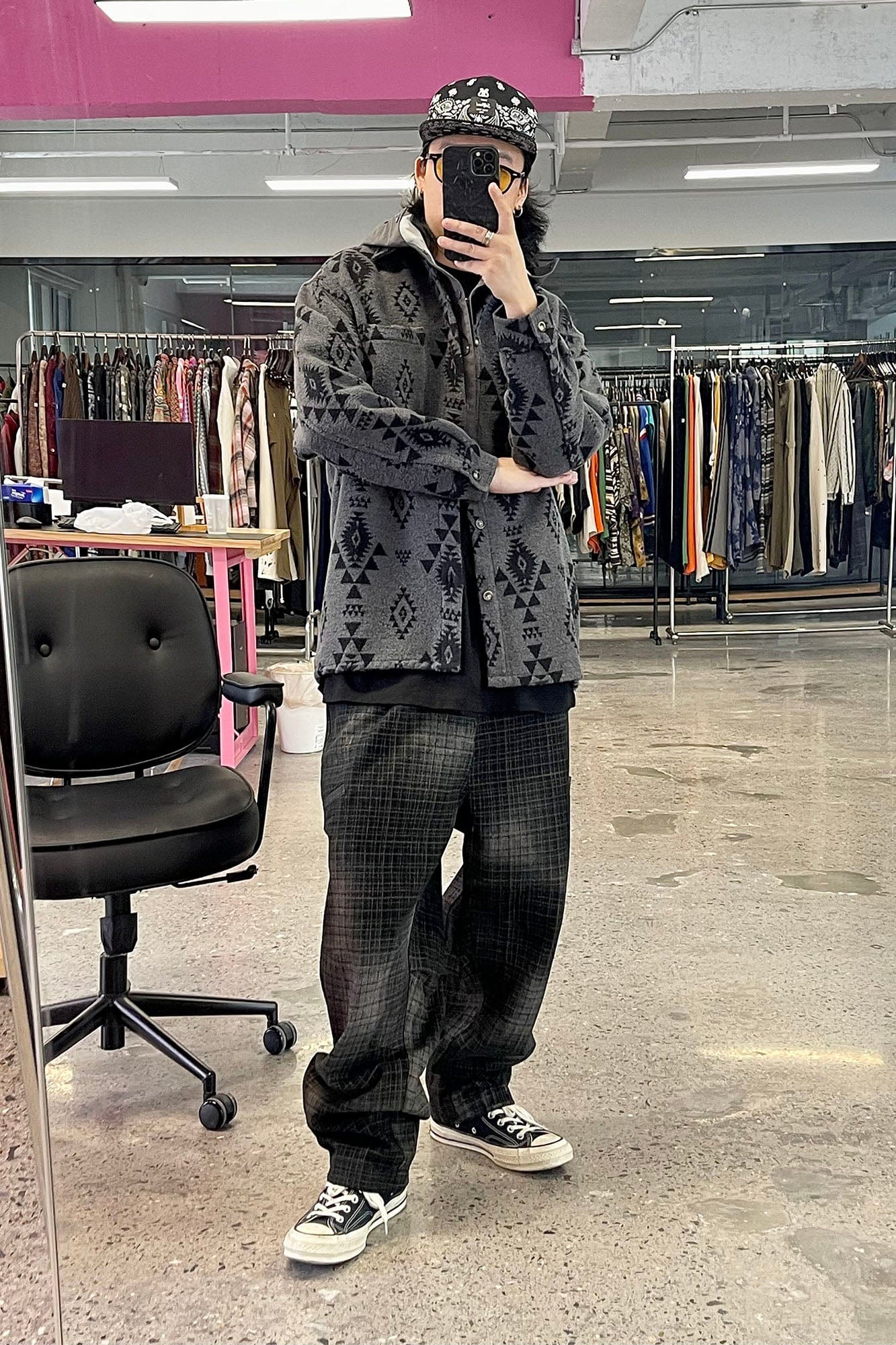 ME DA IGUAL Washed Plaid Tapered Drawstring-Hem Pants, premium urban and streetwear designers apparel on PROJECTISR.com, ME DA IGUAL