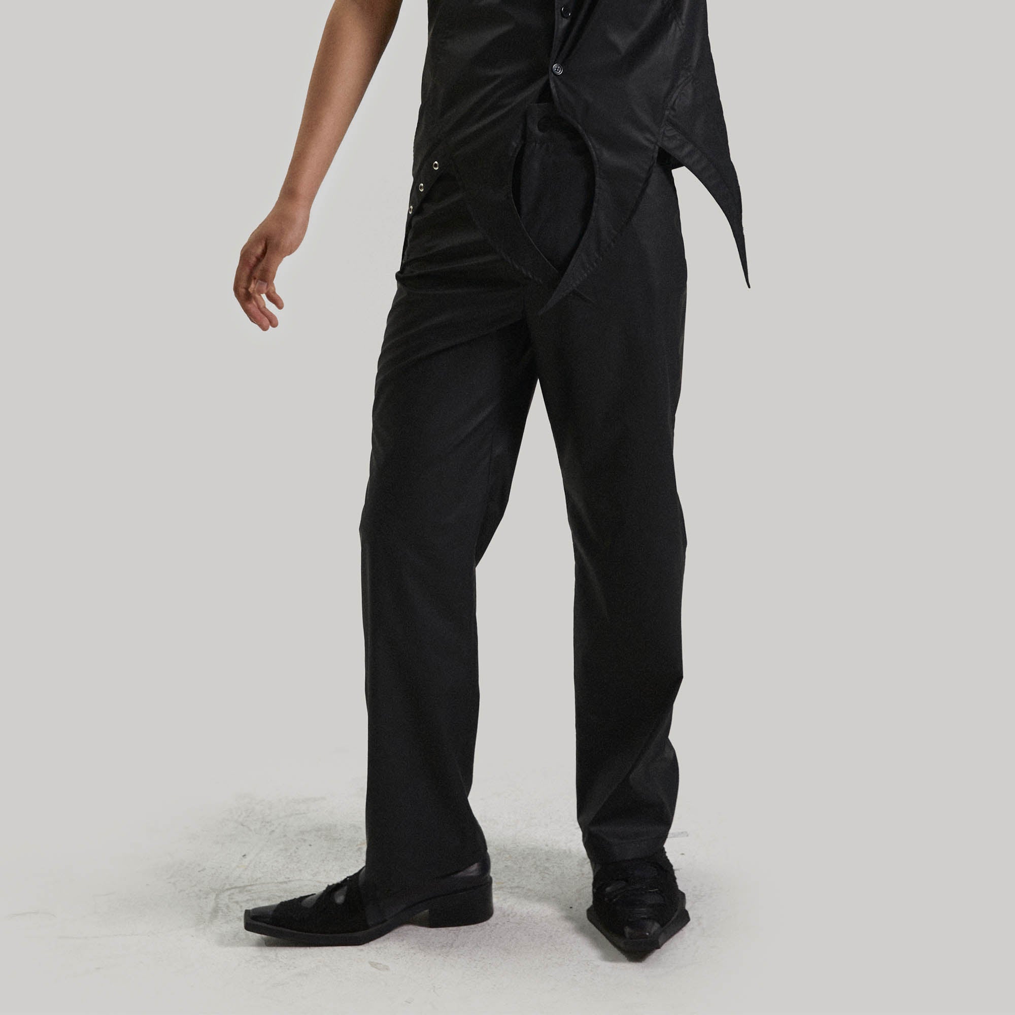 KADAKADA Detachable Cloak Faux Leather Pants, premium urban and streetwear designers apparel on PROJECTISR.com, KADAKADA