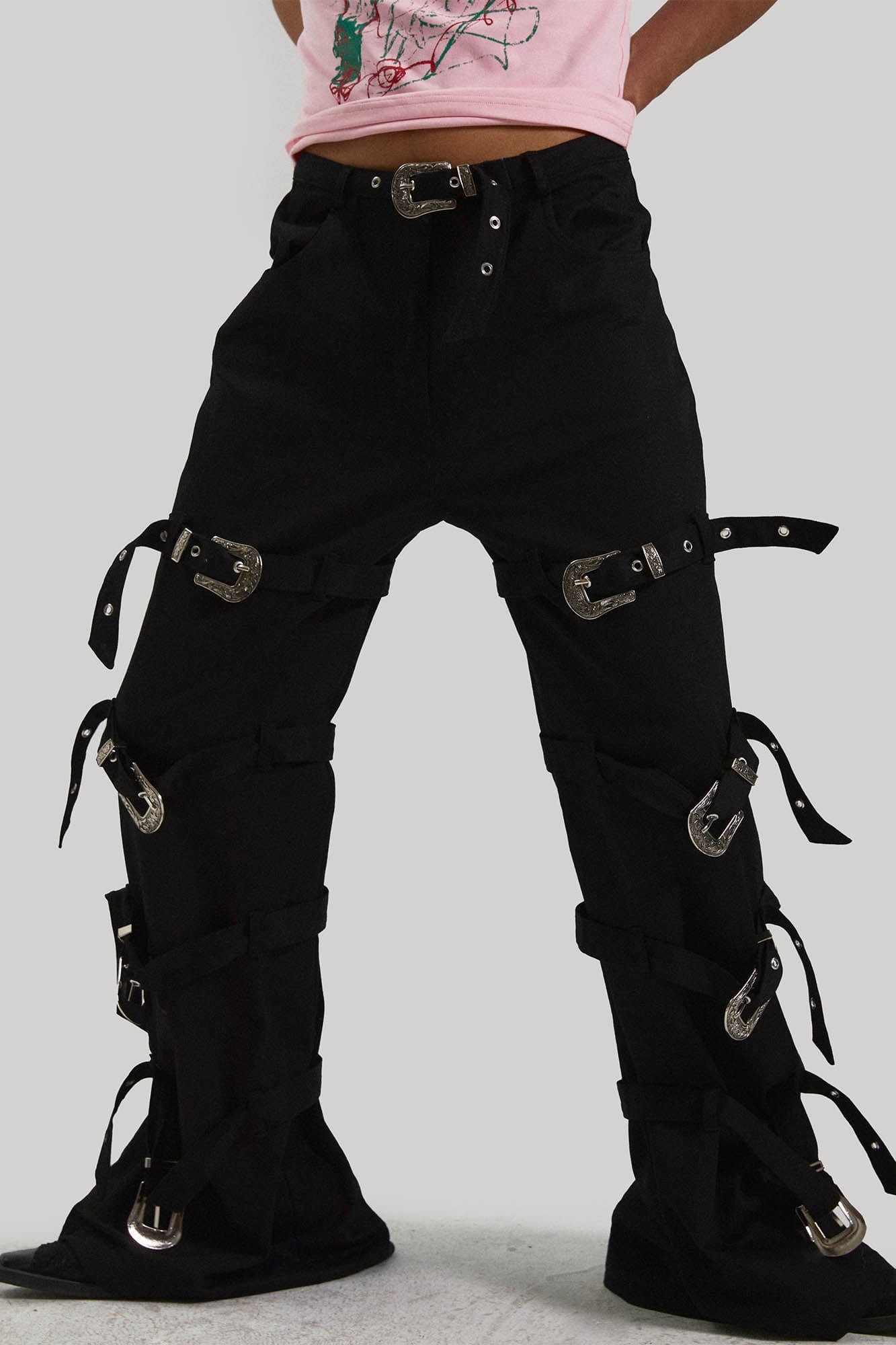 KADAKADA Buckled Bondage Pants, premium urban and streetwear designers apparel on PROJECTISR.com, KADAKADA