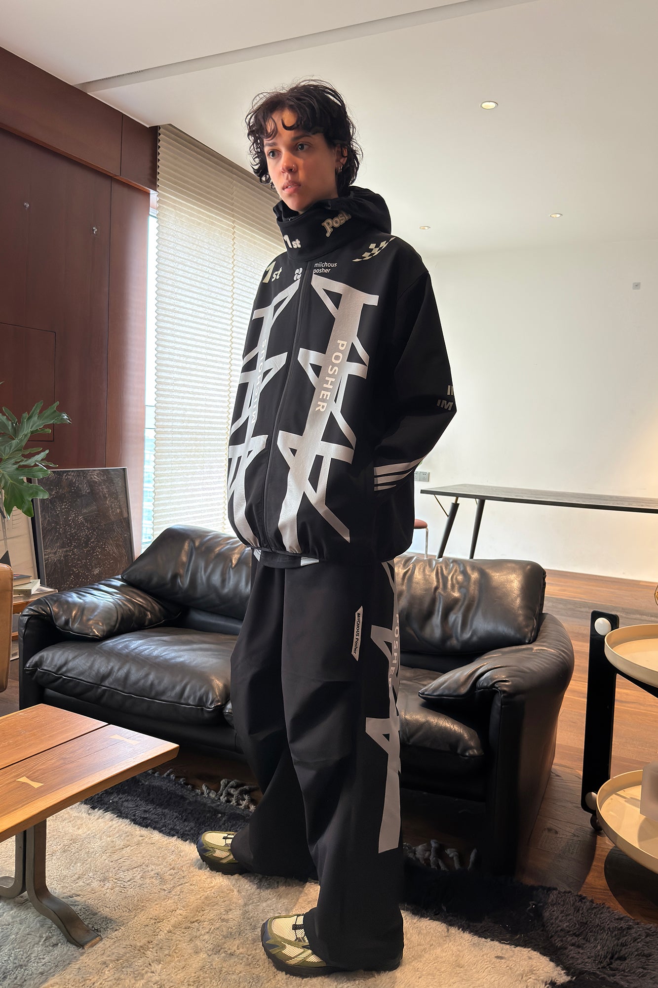 MIICHOUS 1st 3A Graphic Oversized Hooded Windbreaker
