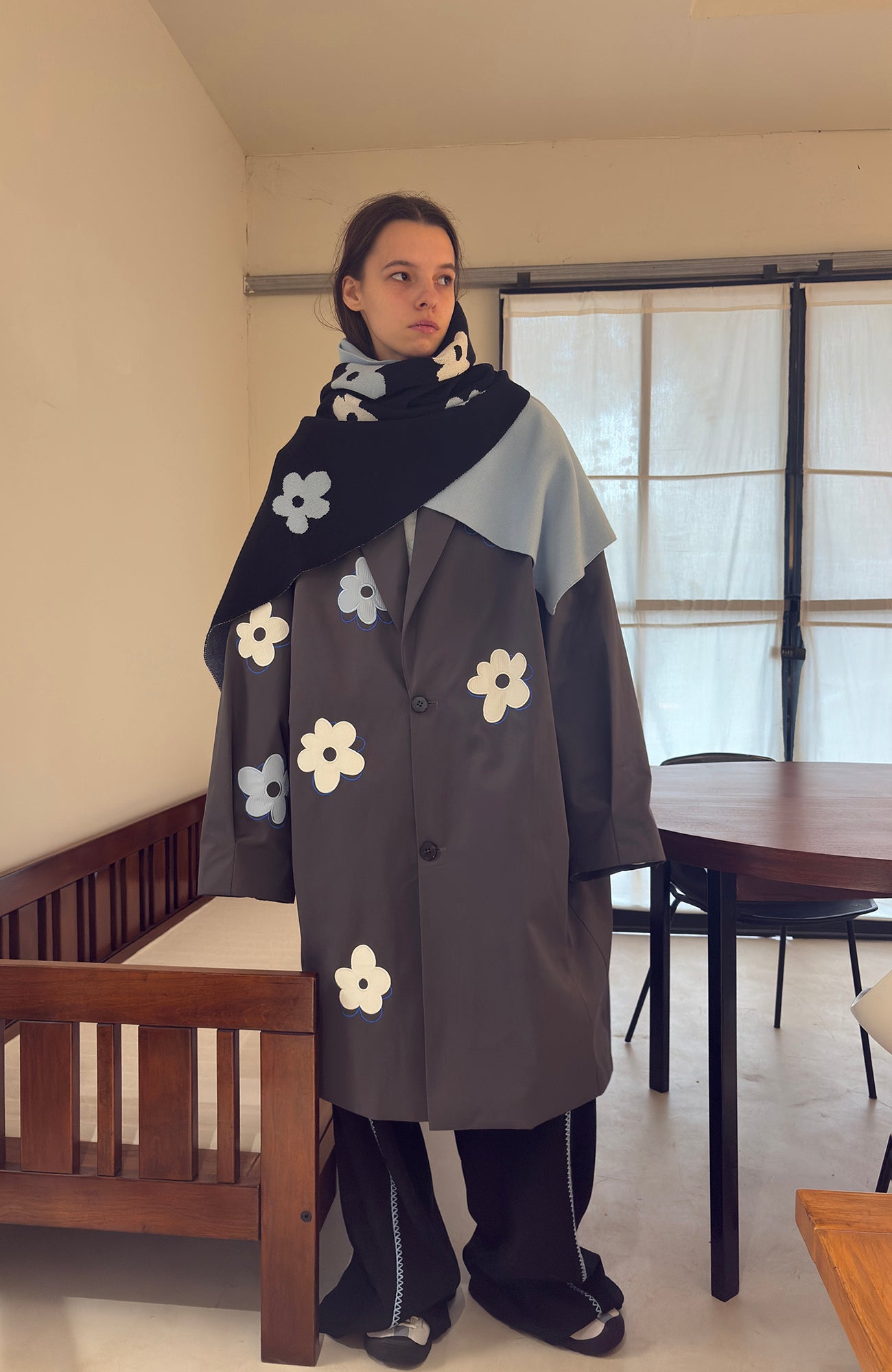 MIICHOUS Floral Paneled Detachable Liner Coat