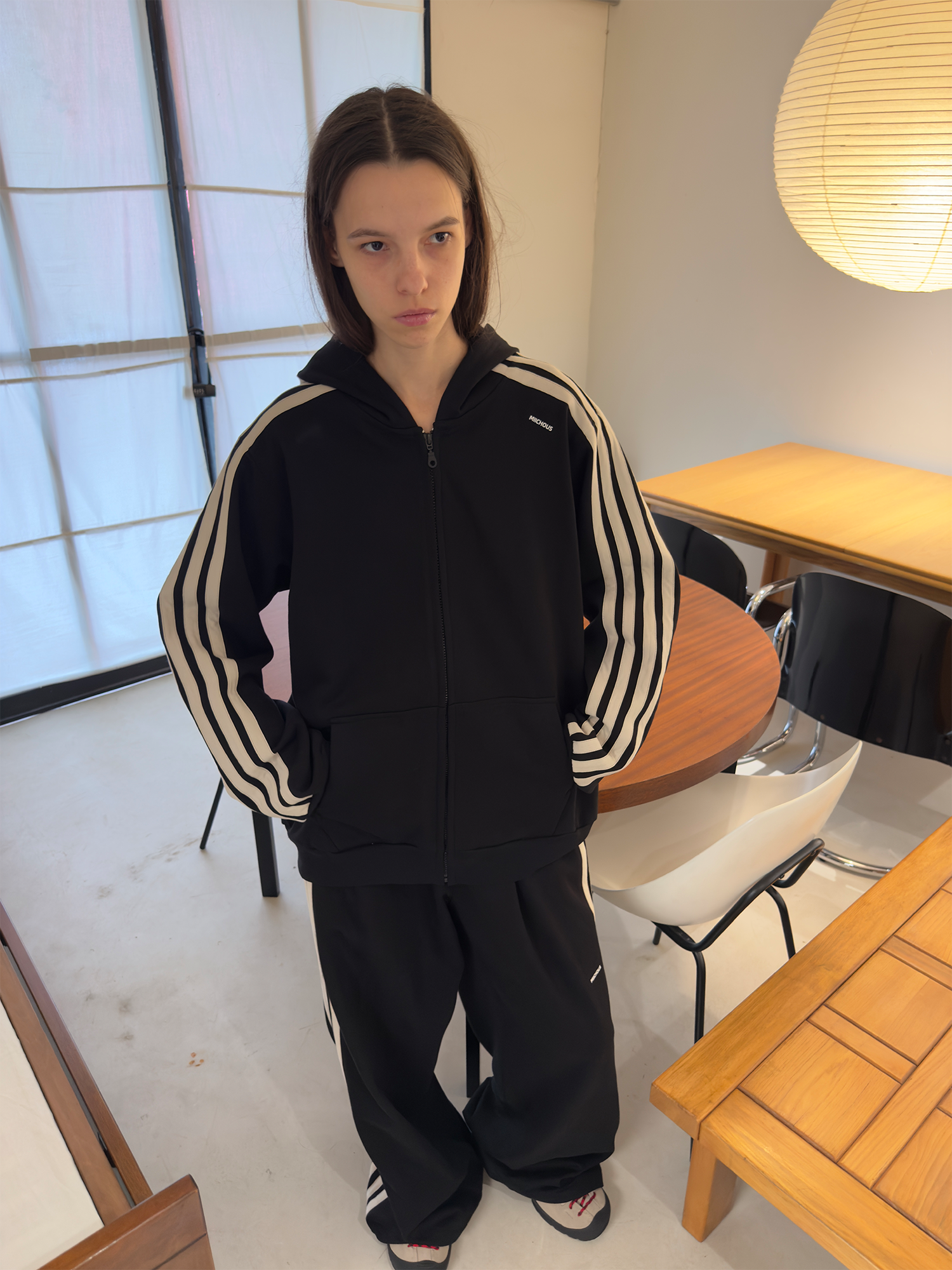 MIICHOUS Essential Stripe Zip-Up Hoodie