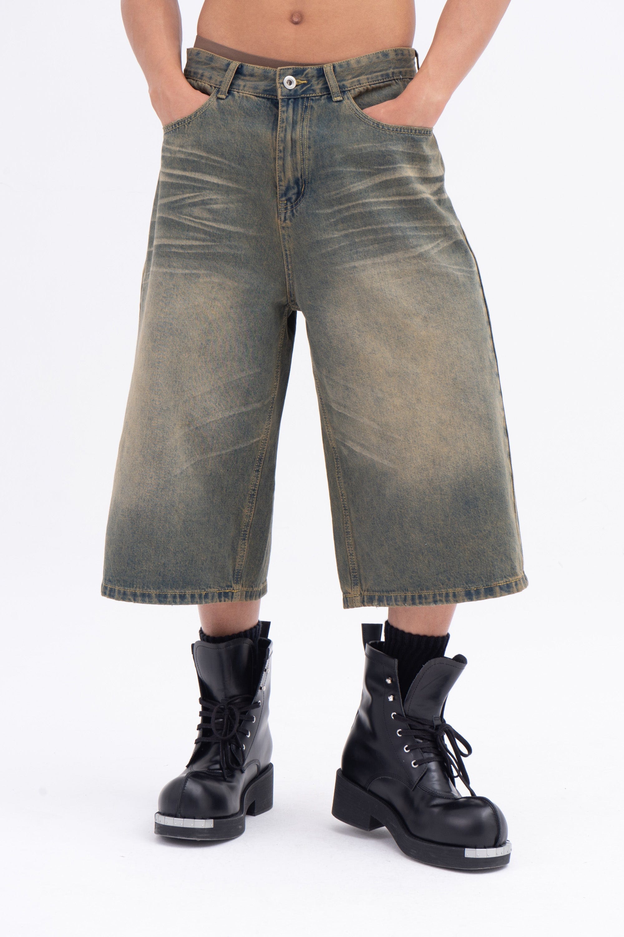 CLP Oversized Washed Denim Shorts, premium urban and streetwear designers apparel on PROJECTISR.com, CLP
