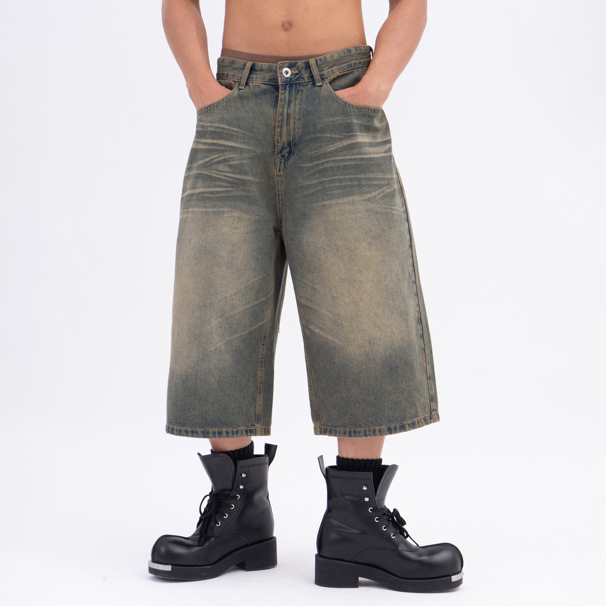 CLP Oversized Washed Denim Shorts, premium urban and streetwear designers apparel on PROJECTISR.com, CLP