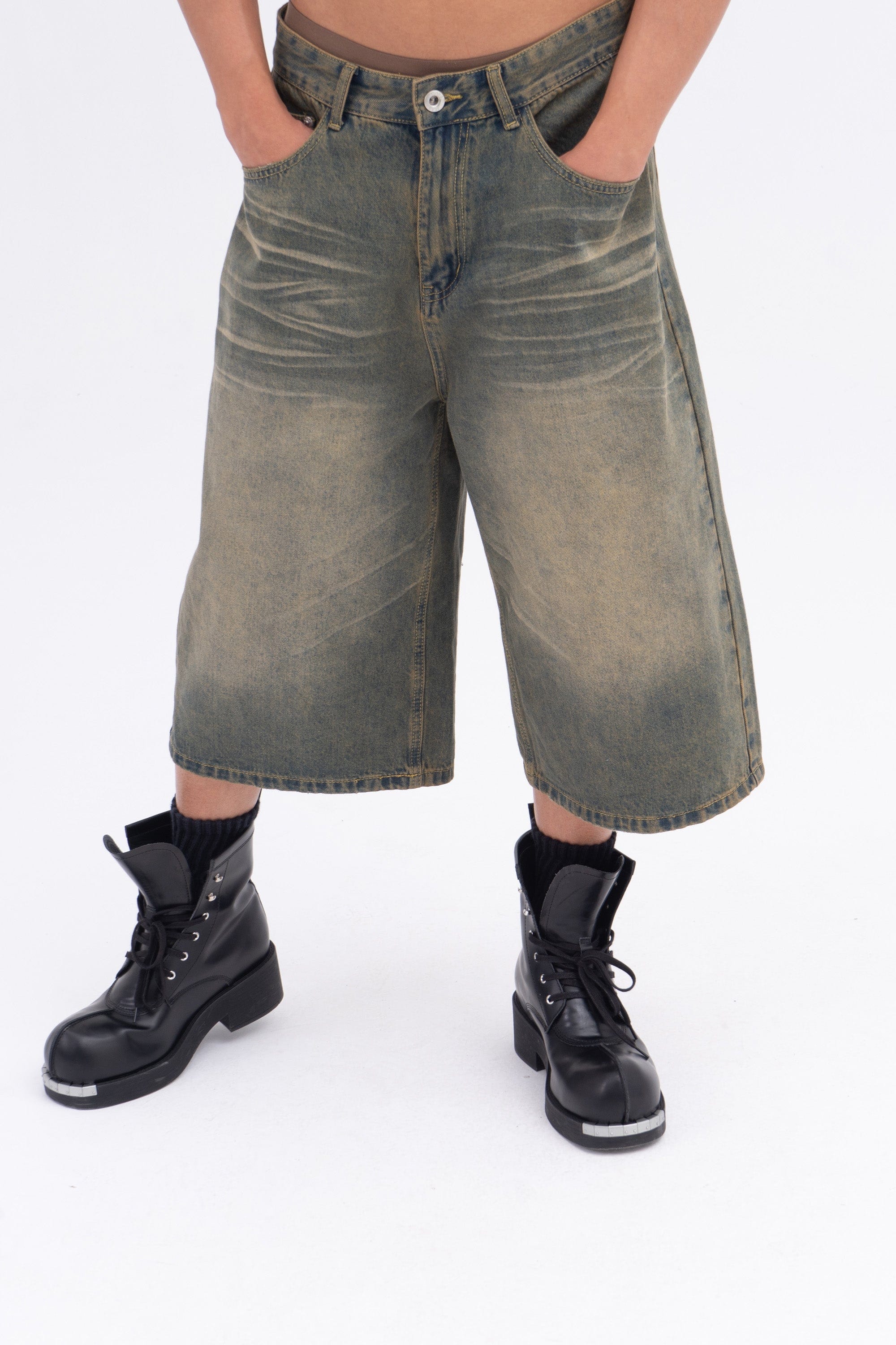 CLP Oversized Washed Denim Shorts, premium urban and streetwear designers apparel on PROJECTISR.com, CLP