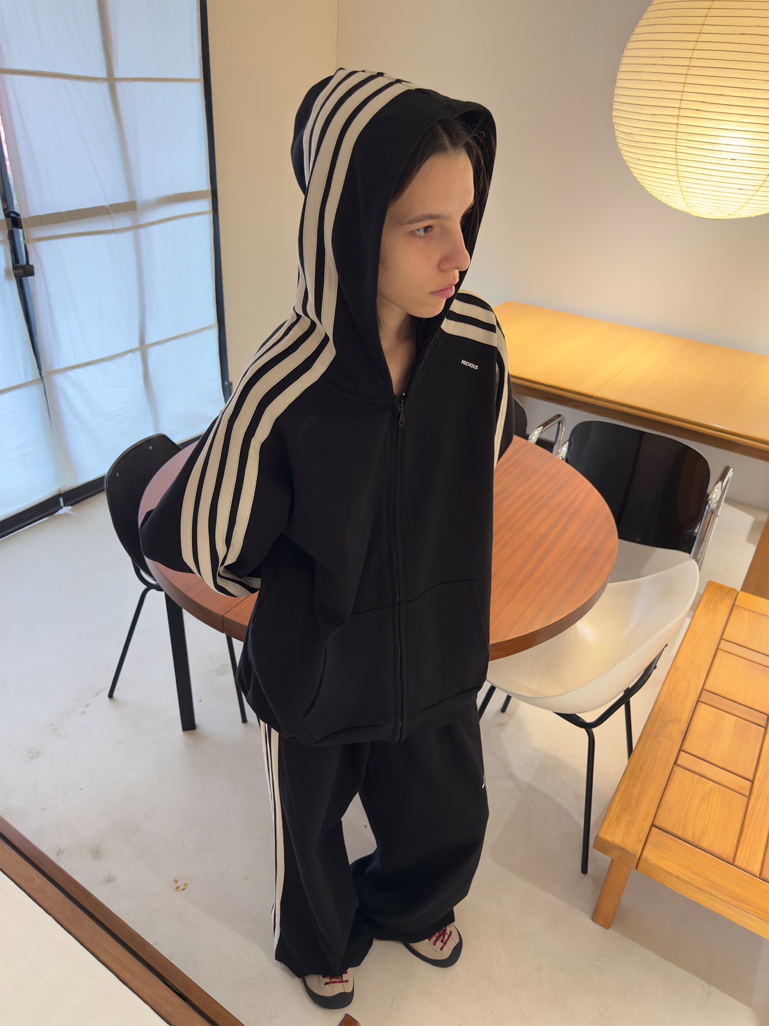 MIICHOUS Essential Stripe Zip-Up Hoodie