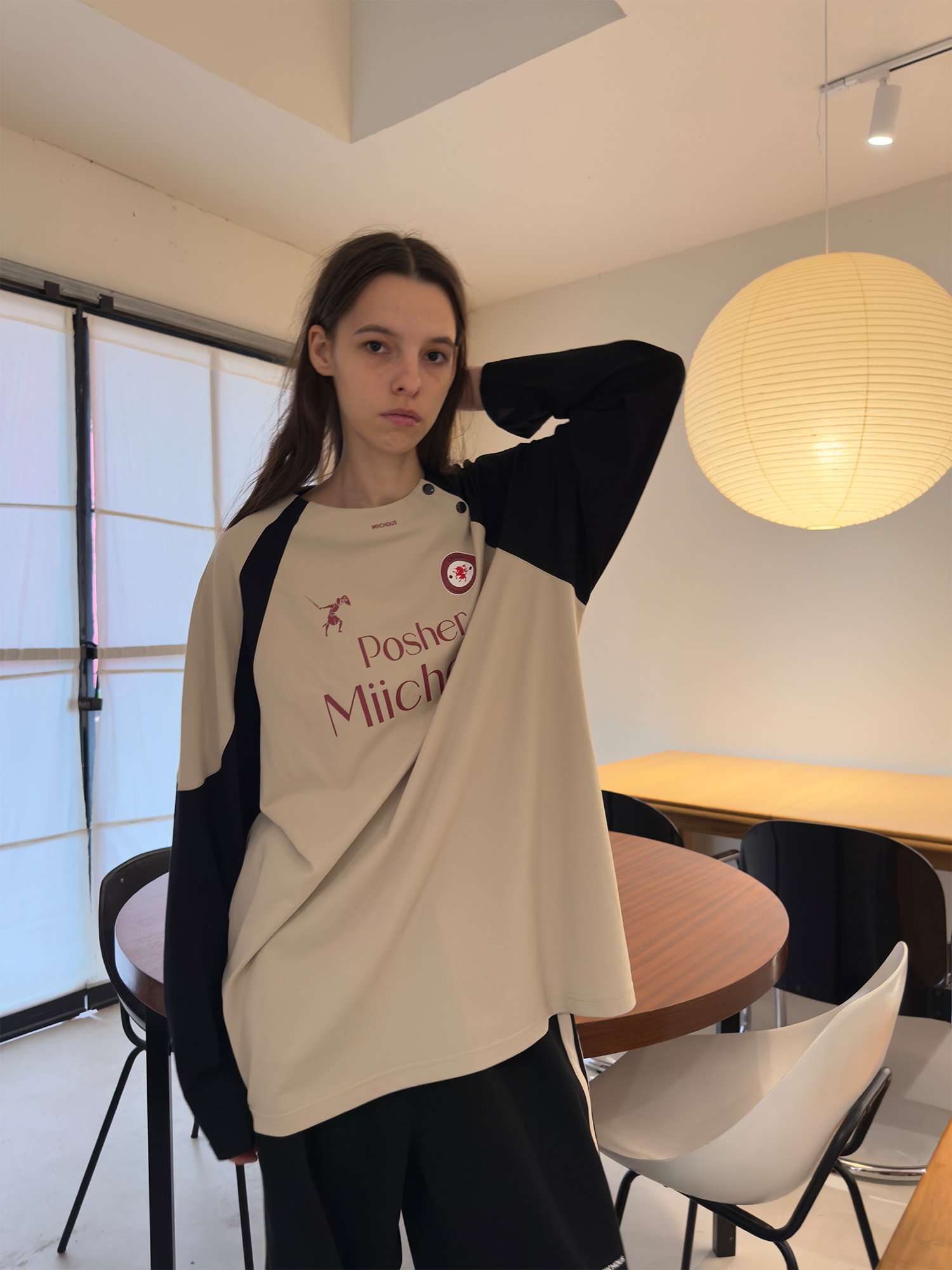 MIICHOUS Snap Contrast Quick-Dry Long-Sleeve Tee