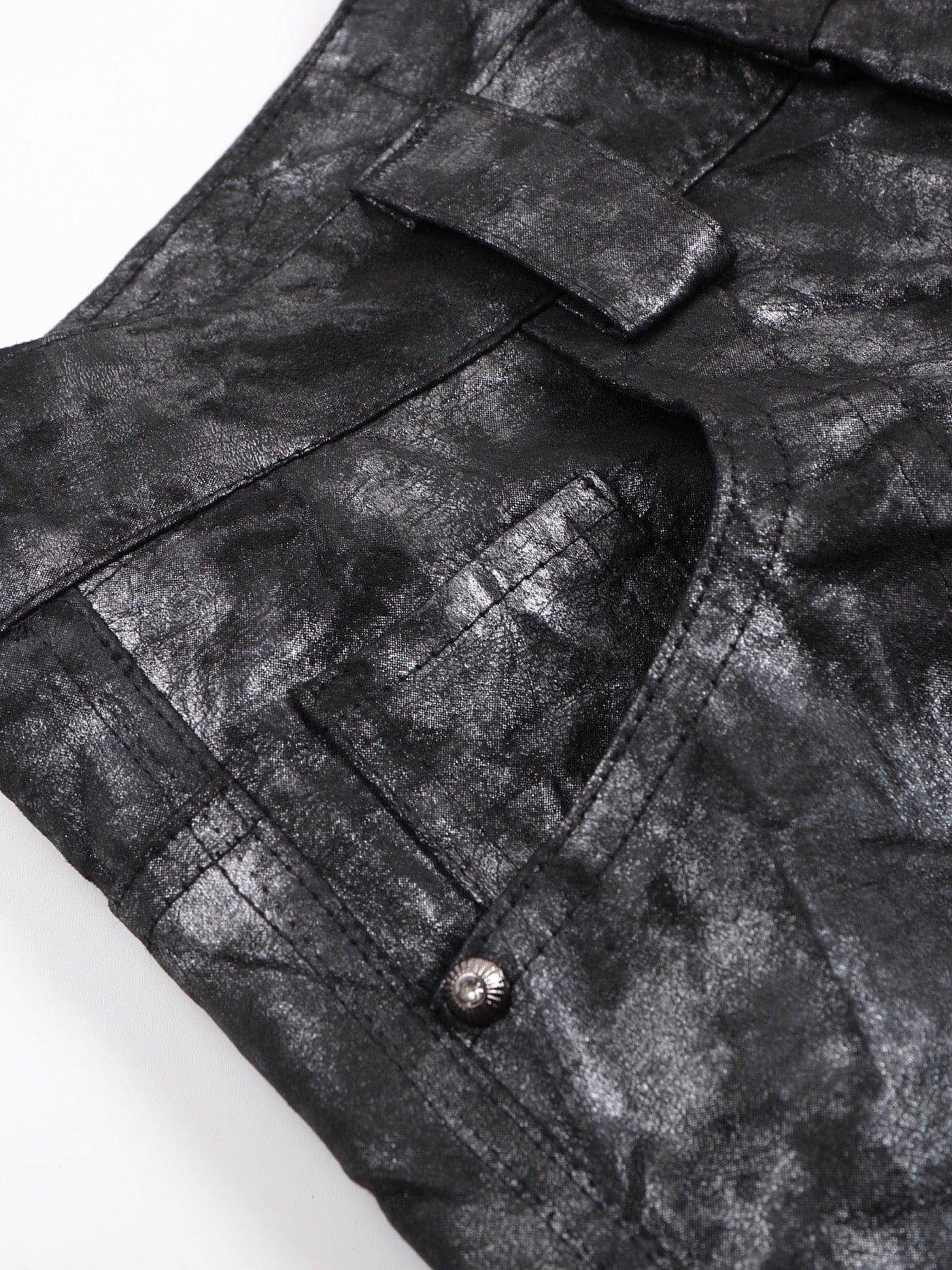 DND4DES Faux Leather Wrinkled Motorcycle Pants, premium urban and streetwear designers apparel on PROJECTISR.com, DND4DES