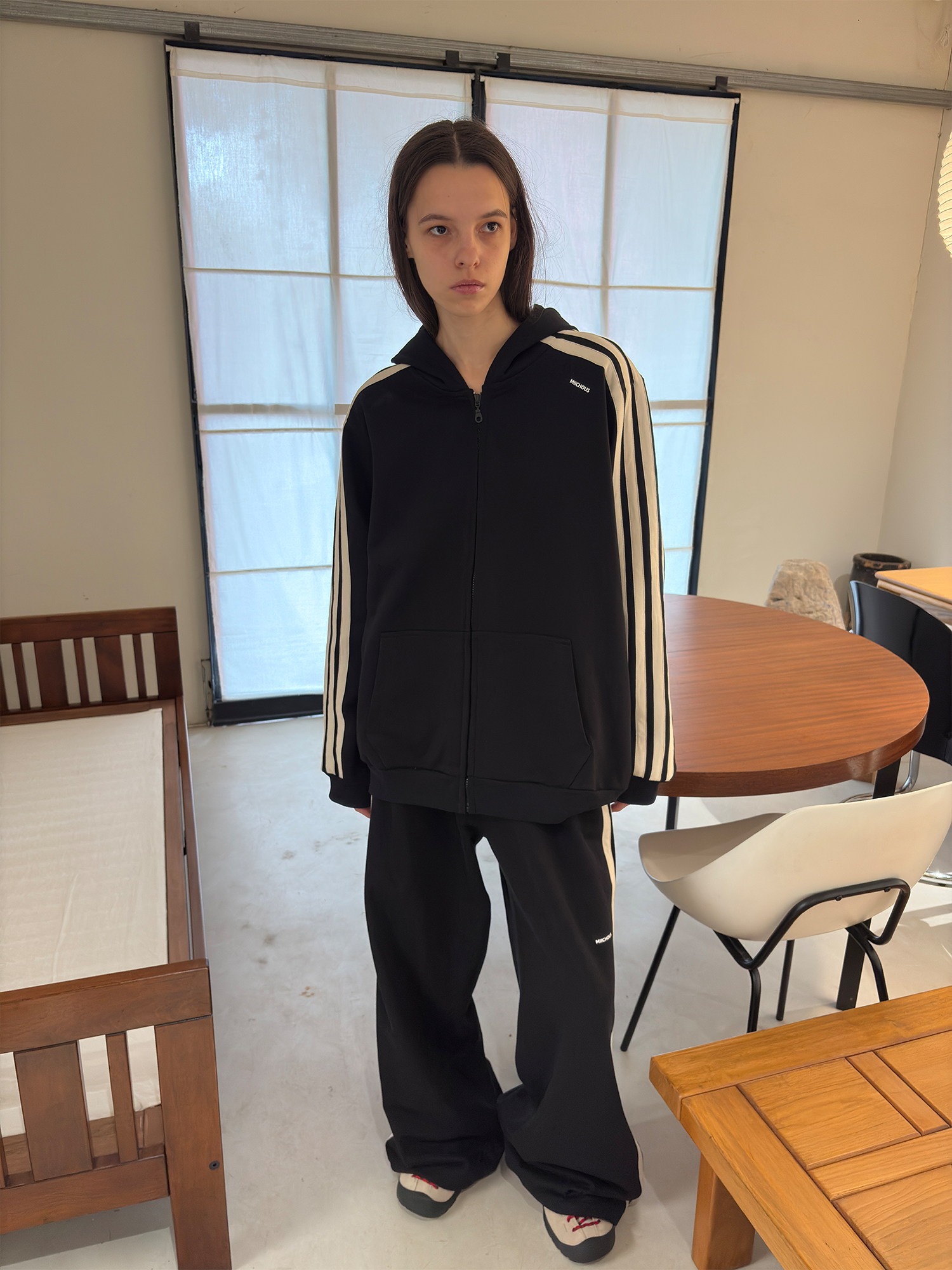 MIICHOUS Essential Stripe Zip-Up Hoodie