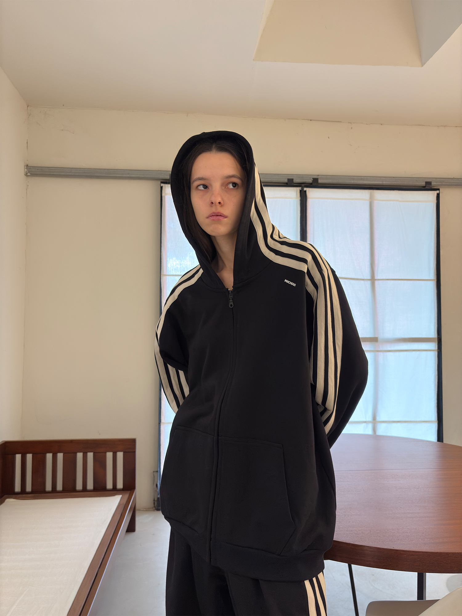 MIICHOUS Essential Stripe Zip-Up Hoodie