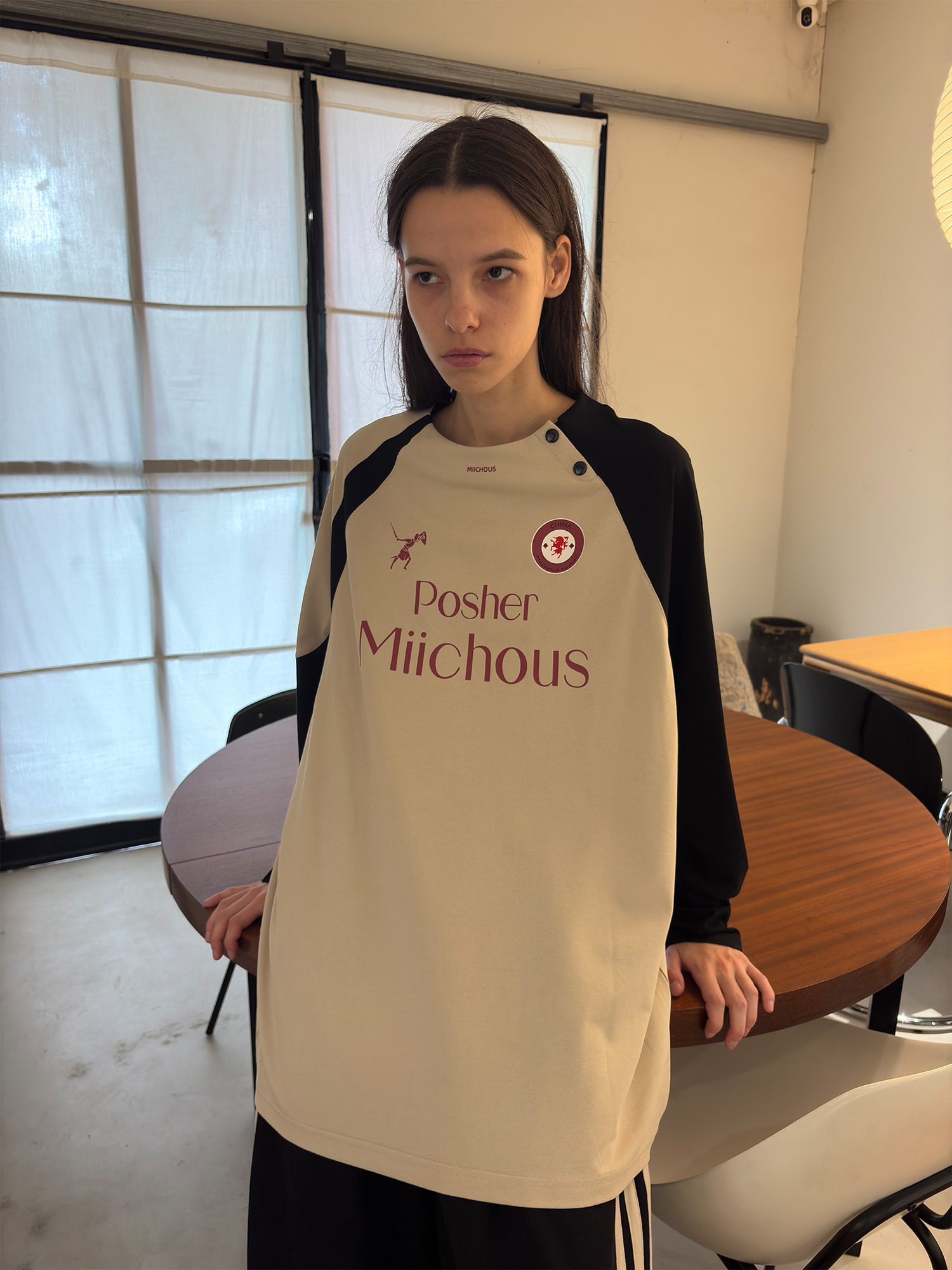 MIICHOUS Snap Contrast Quick-Dry Long-Sleeve Tee