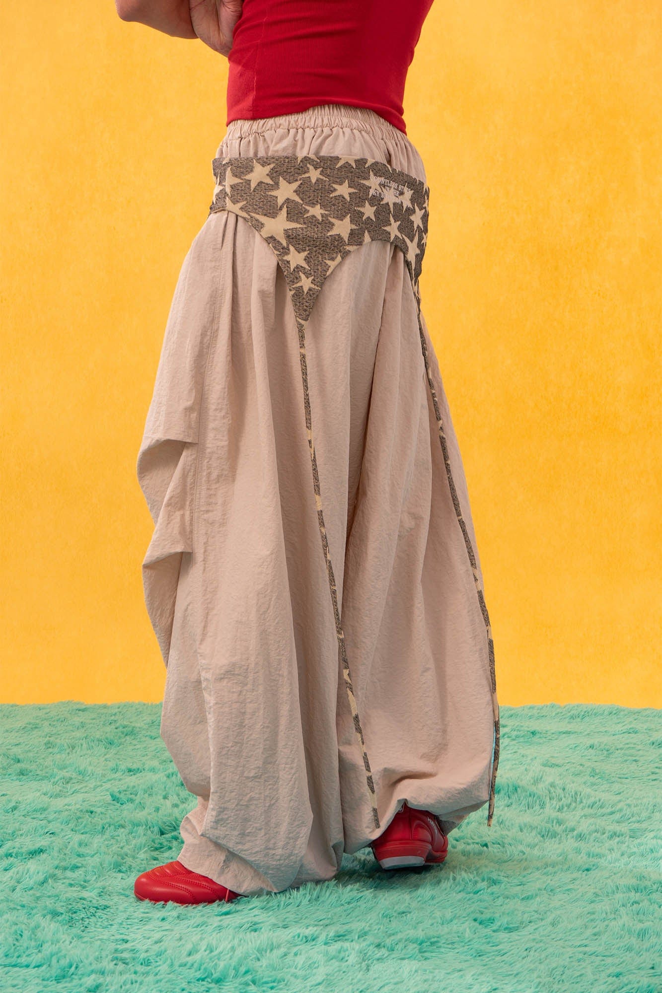 CLP Layered Crinkled Waist-Panel Parachute Pants, premium urban and streetwear designers apparel on PROJECTISR.com, CLP