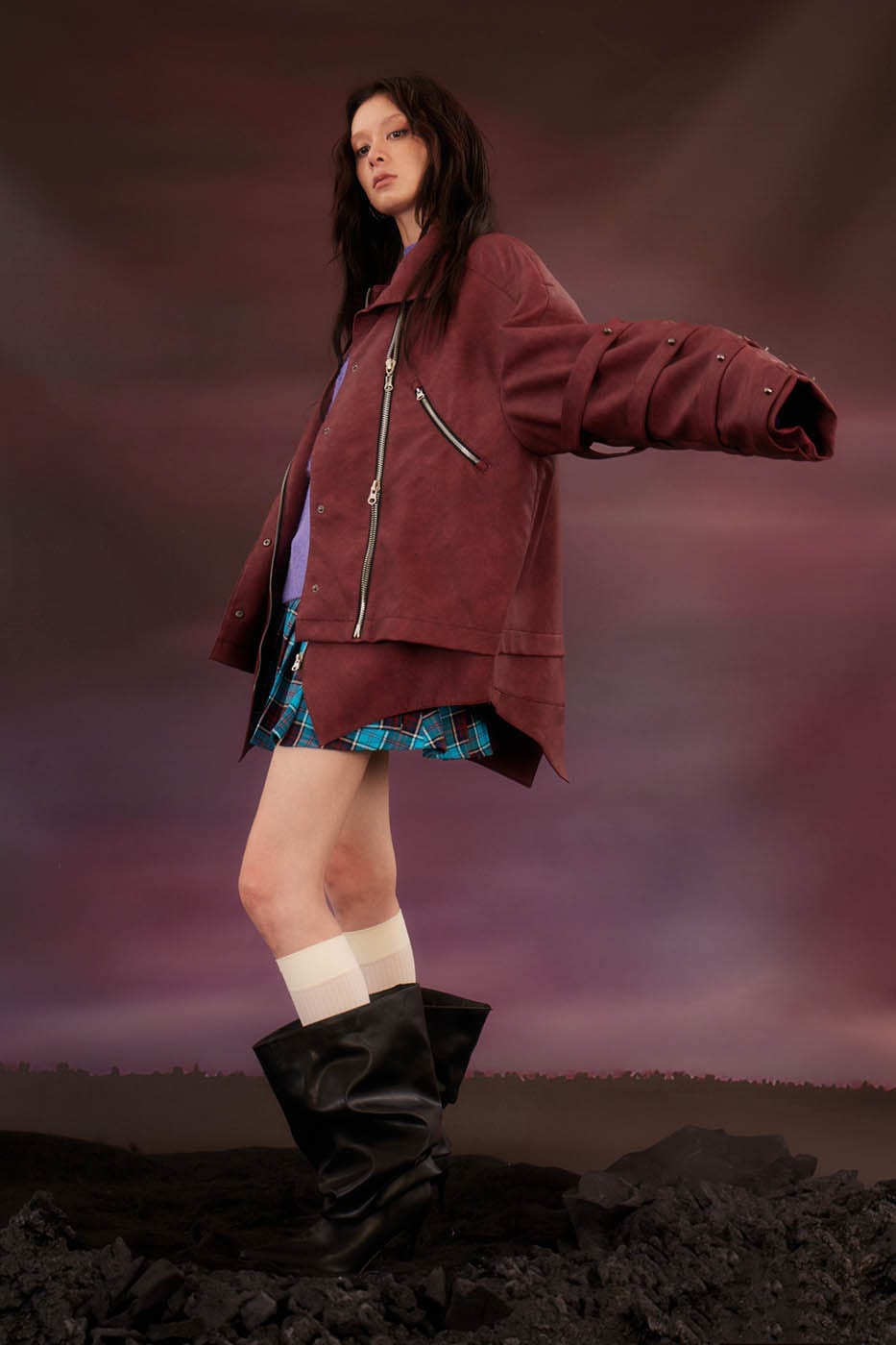 KADAKADA Swallowtail Rivet Zipper Faux Leather Jacket, premium urban and streetwear designers apparel on PROJECTISR.com, KADAKADA