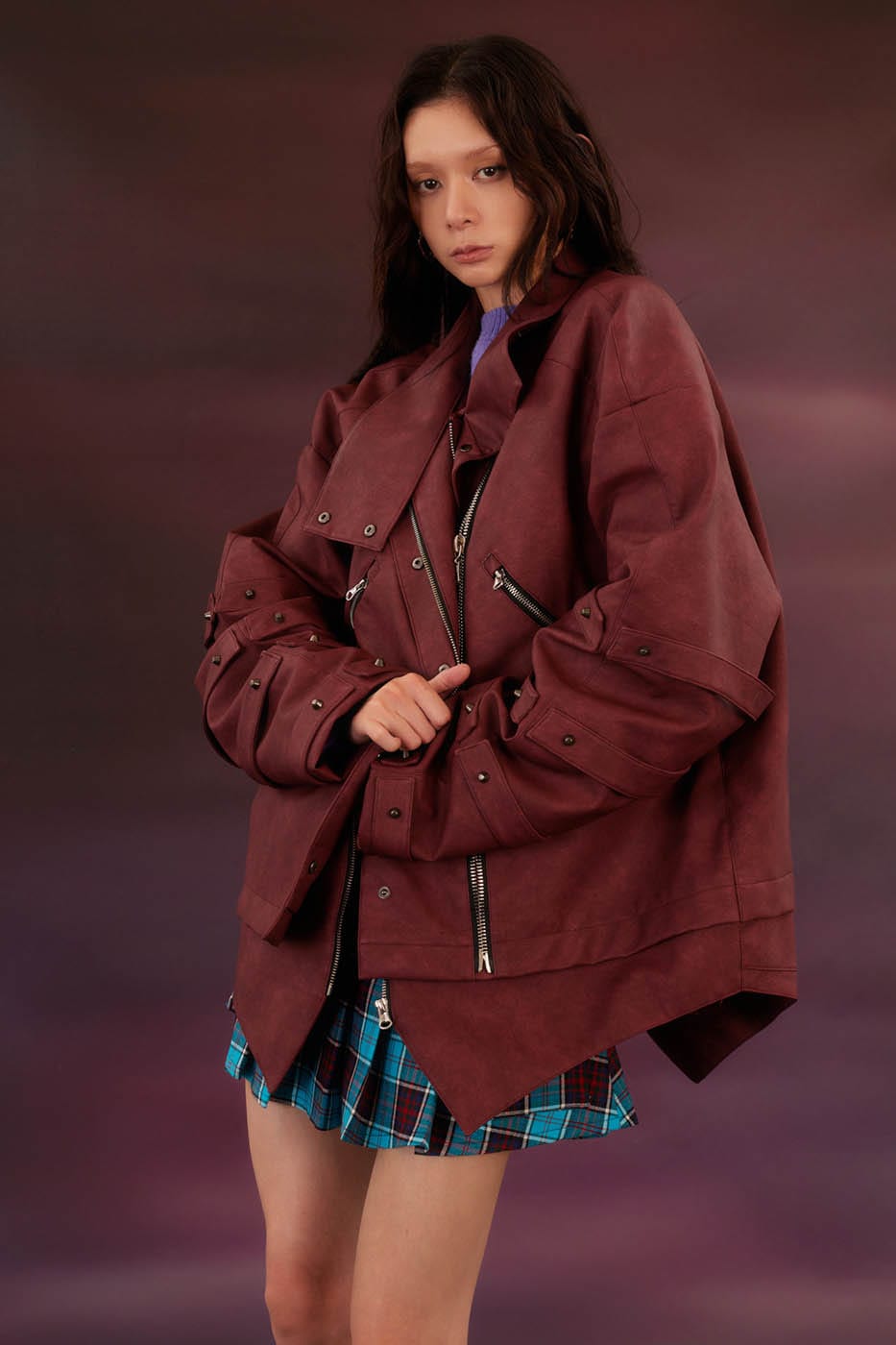 KADAKADA Swallowtail Rivet Zipper Faux Leather Jacket, premium urban and streetwear designers apparel on PROJECTISR.com, KADAKADA