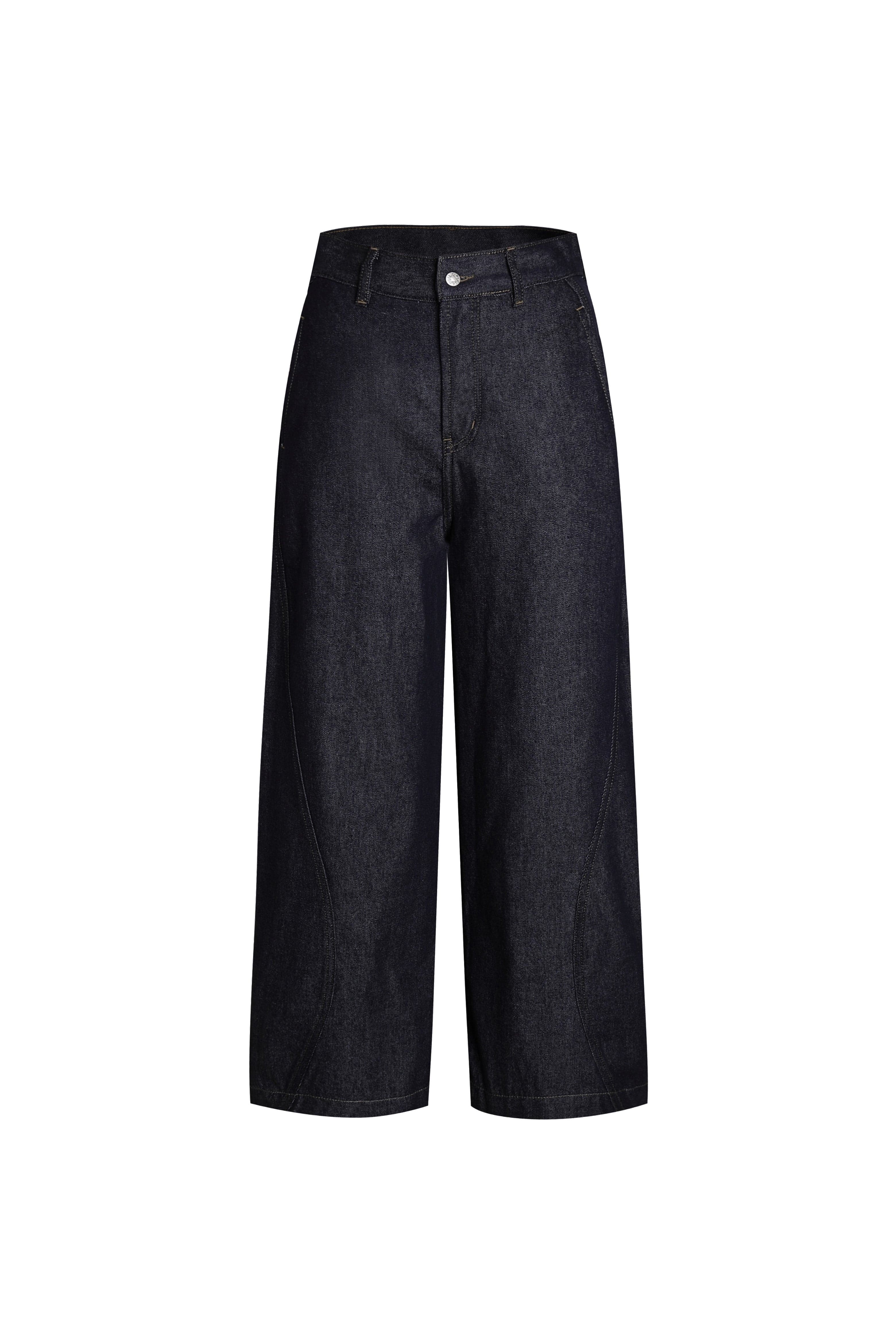 ONADAILYBASIS Essential Curved Paneled Raw Jeans, premium urban and streetwear designers apparel on PROJECTISR.com, ONADAILYBASIS