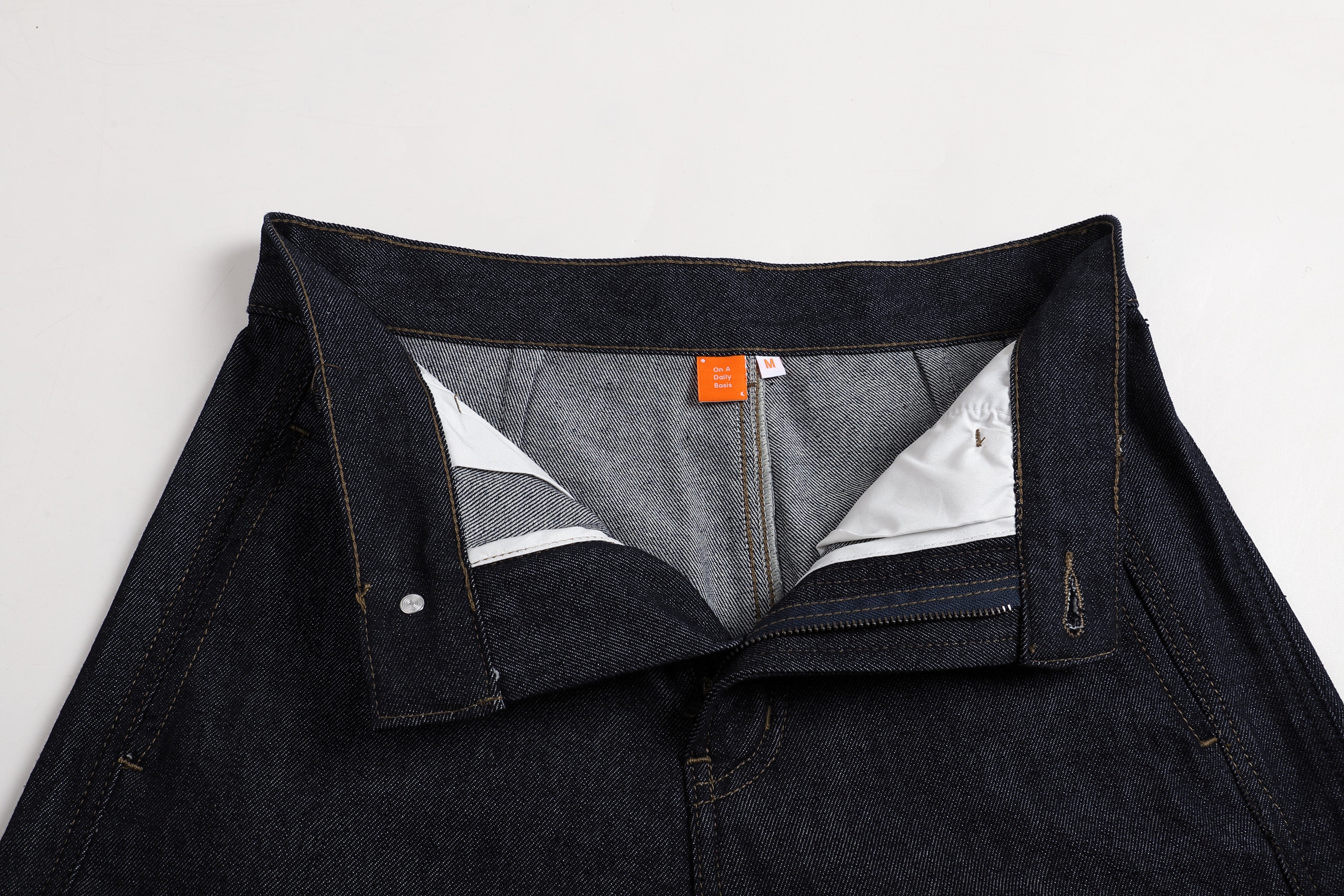 ONADAILYBASIS Essential Curved Paneled Raw Jeans, premium urban and streetwear designers apparel on PROJECTISR.com, ONADAILYBASIS