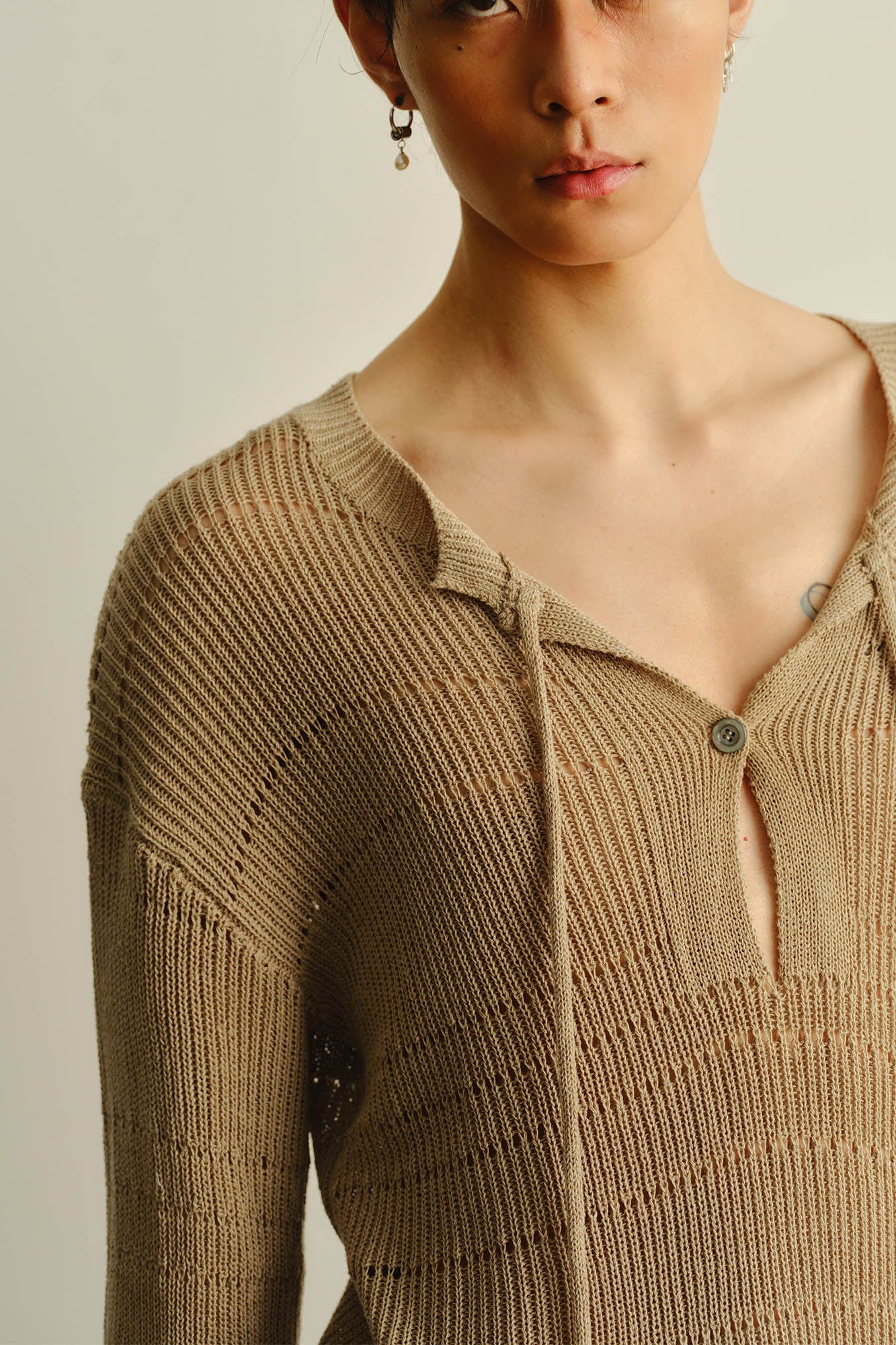 KADAKADA Open-Knit Drawstring Sweater