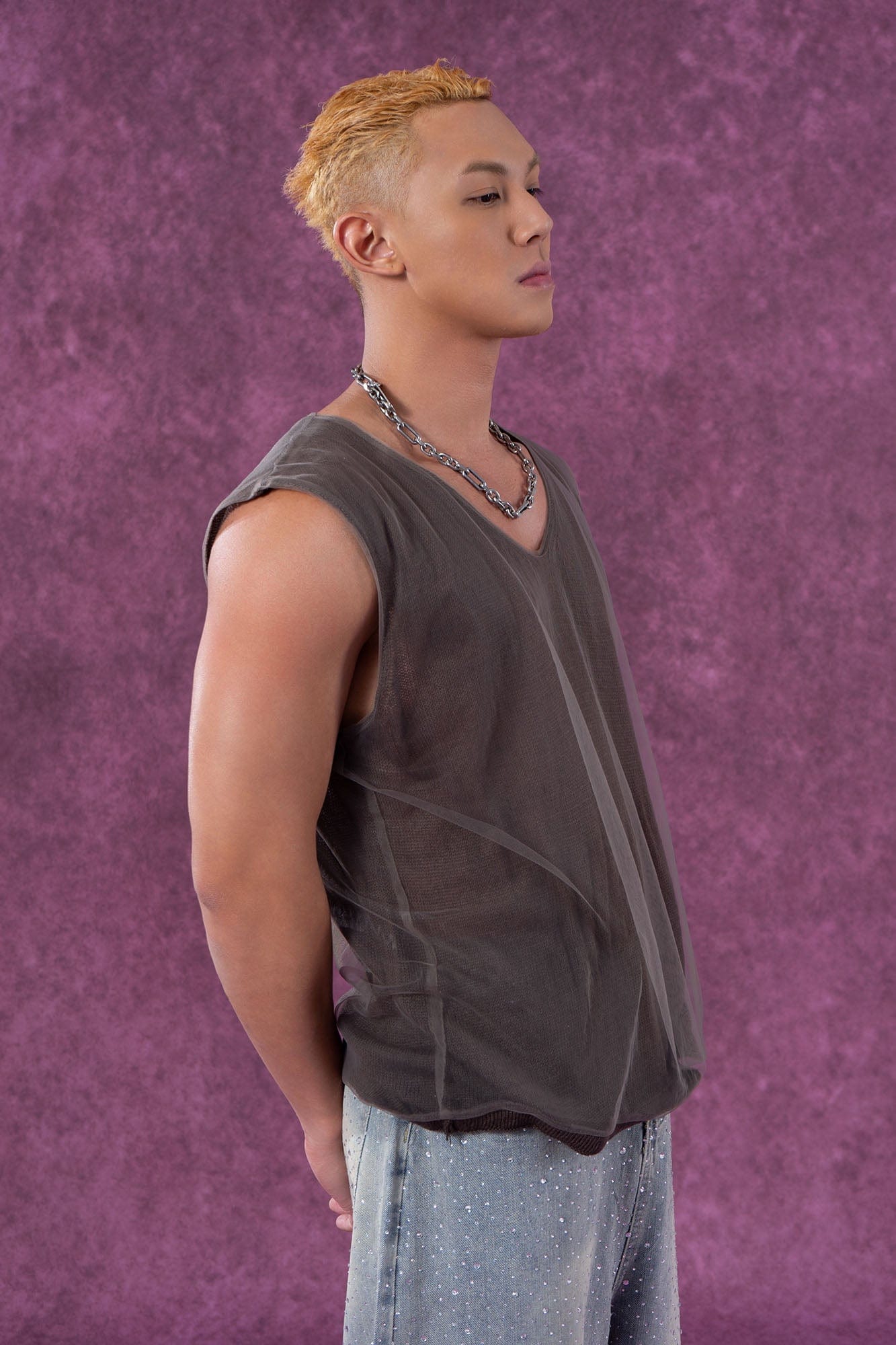 CLP Sheer-Layered V-Neck Oversized Tank Top, premium urban and streetwear designers apparel on PROJECTISR.com, CLP