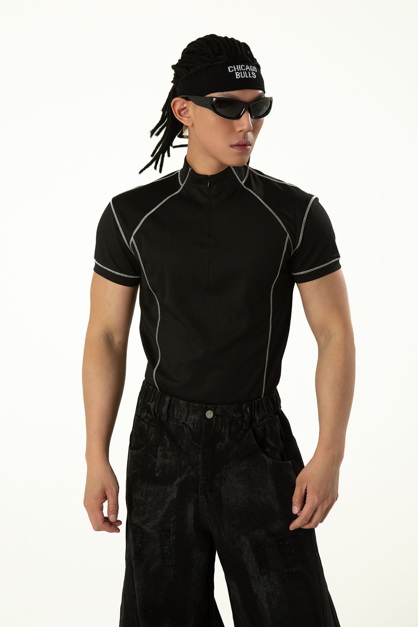 CLP Contrast Stitch Zip-Neck Tee, premium urban and streetwear designers apparel on PROJECTISR.com, CLP