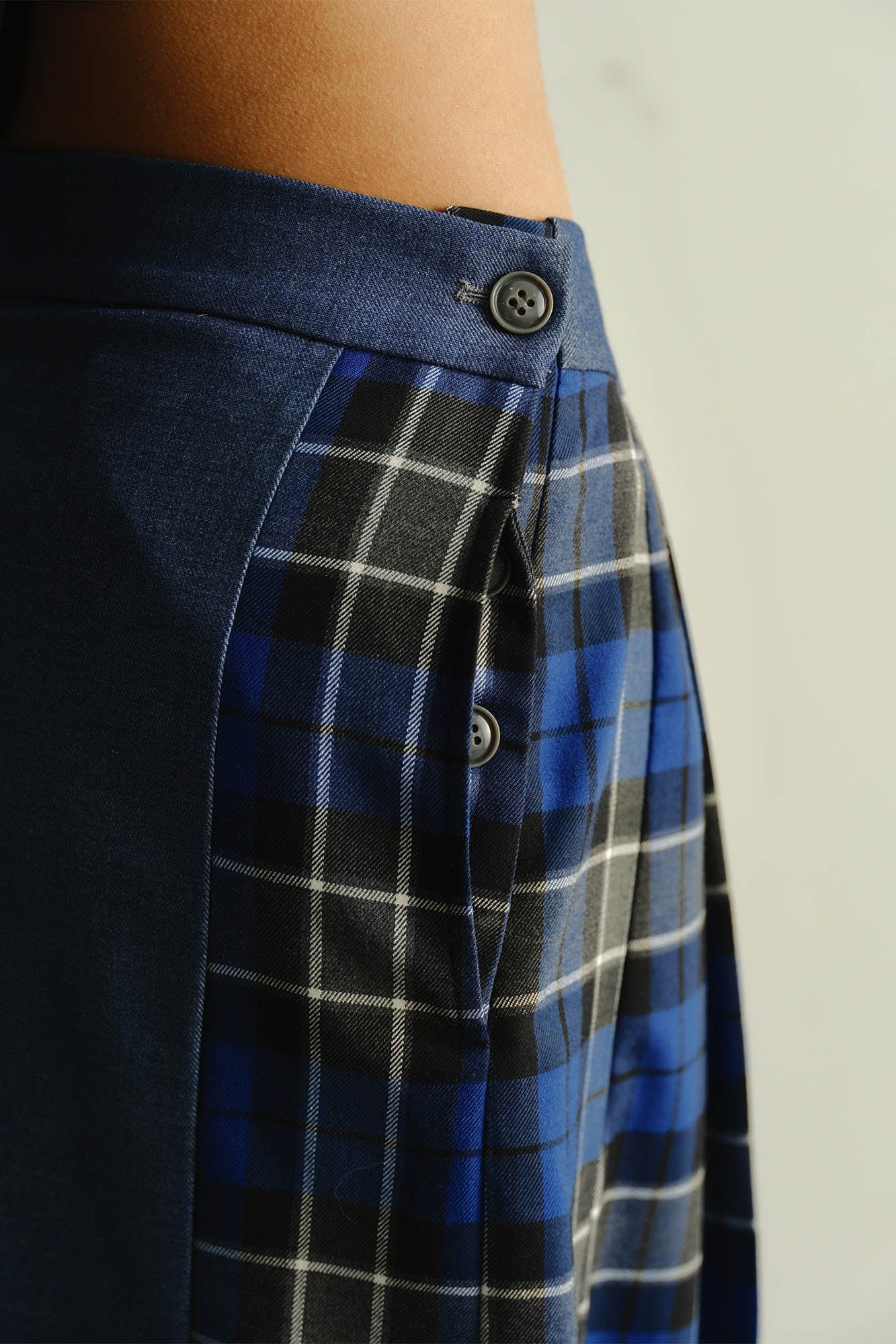 KADAKADA Paneled Reversible Plaid Raw-Edge Maxi Skirt, premium urban and streetwear designers apparel on PROJECTISR.com, KADAKADA