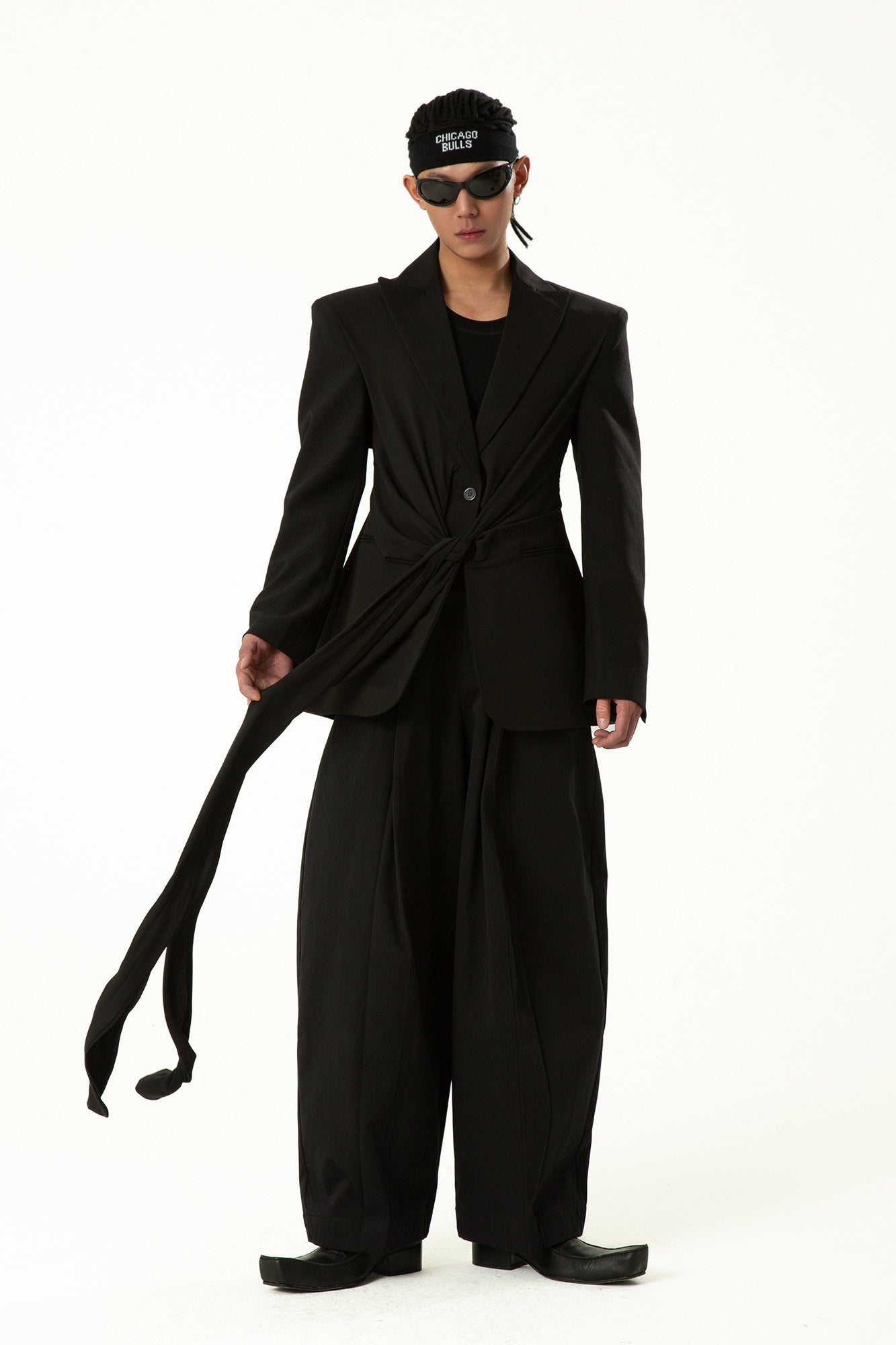 CLP Chic Draped Sash Waist Blazer, premium urban and streetwear designers apparel on PROJECTISR.com, CLP