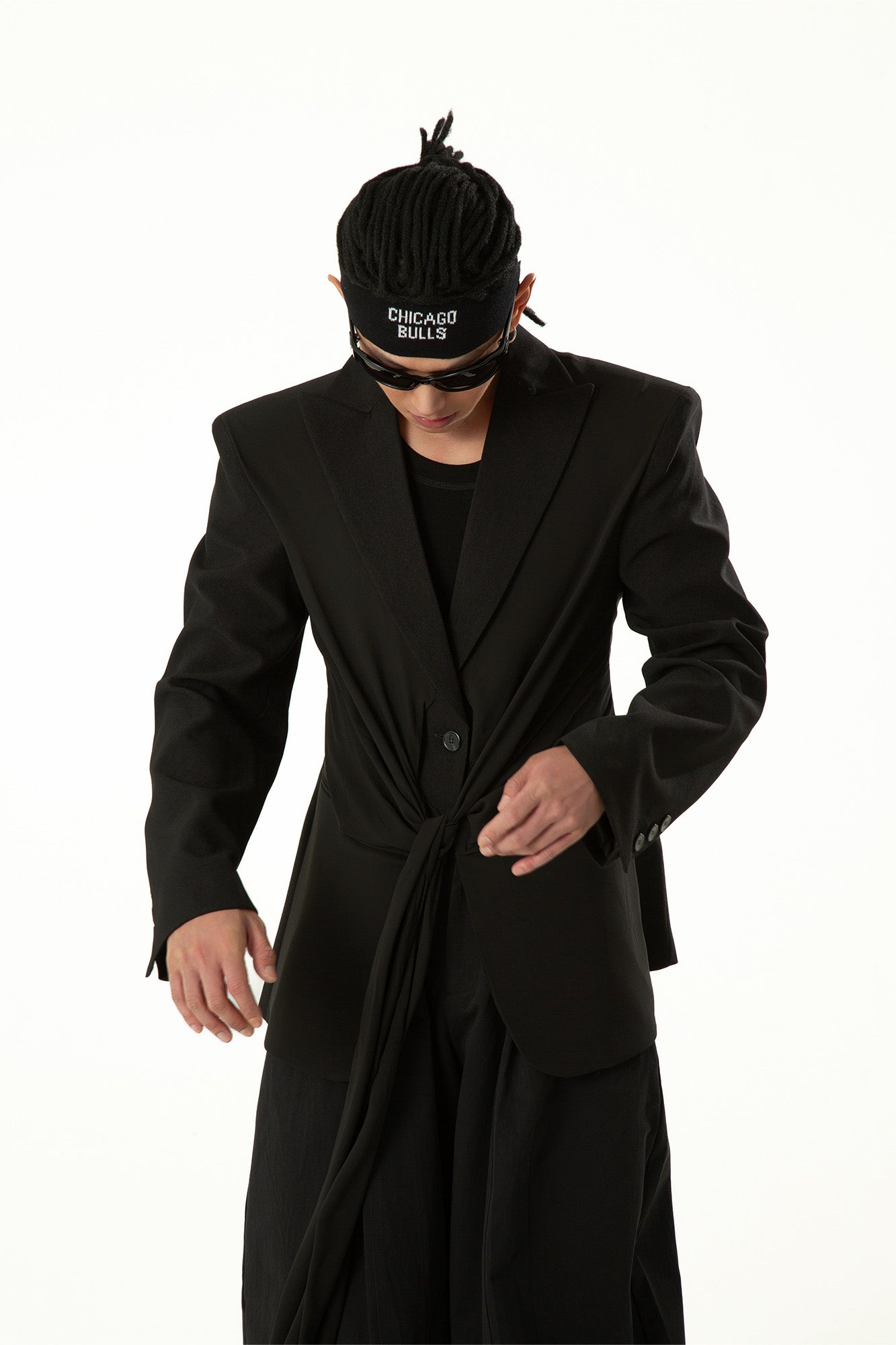 CLP Chic Draped Sash Waist Blazer, premium urban and streetwear designers apparel on PROJECTISR.com, CLP