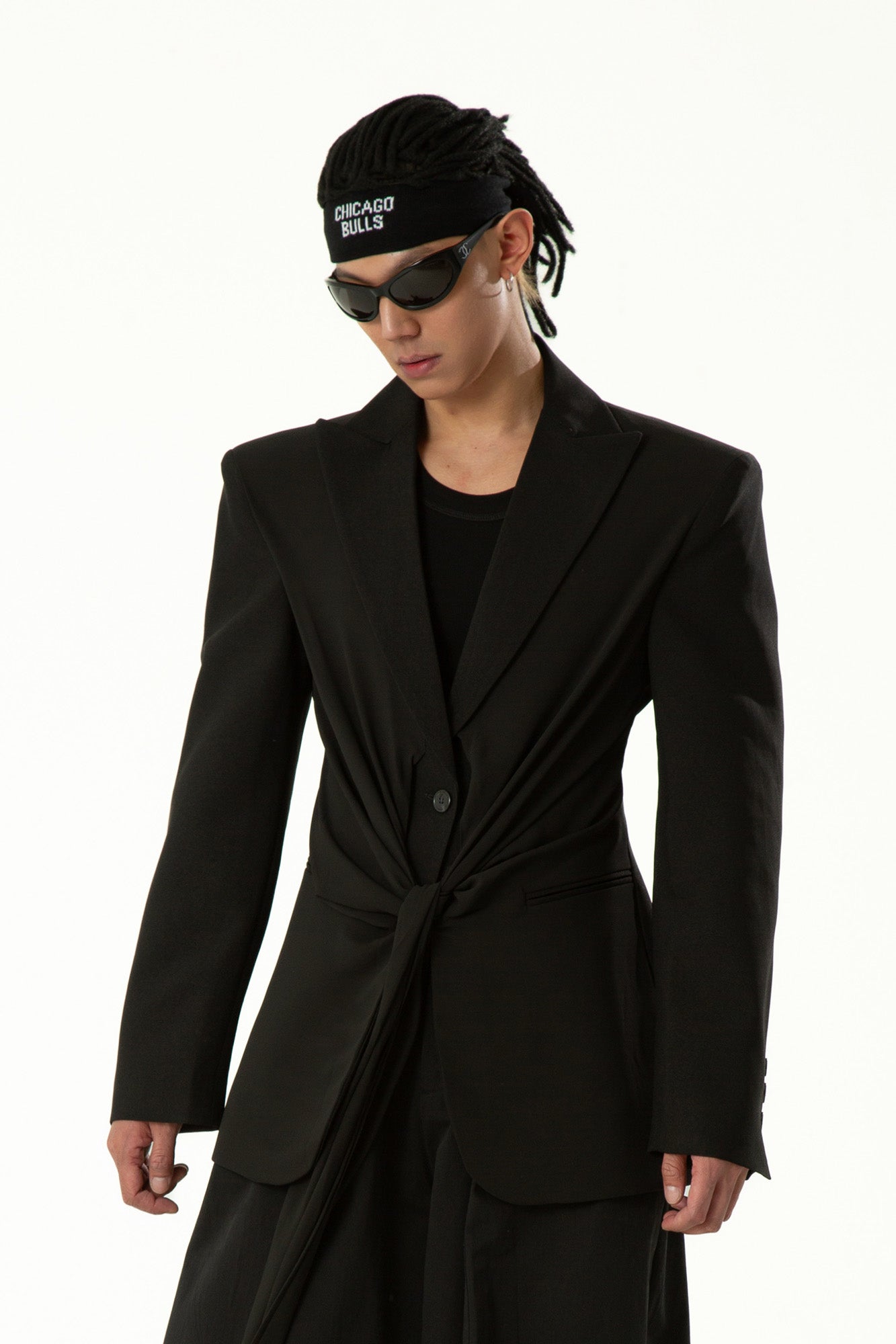 CLP Chic Draped Sash Waist Blazer, premium urban and streetwear designers apparel on PROJECTISR.com, CLP