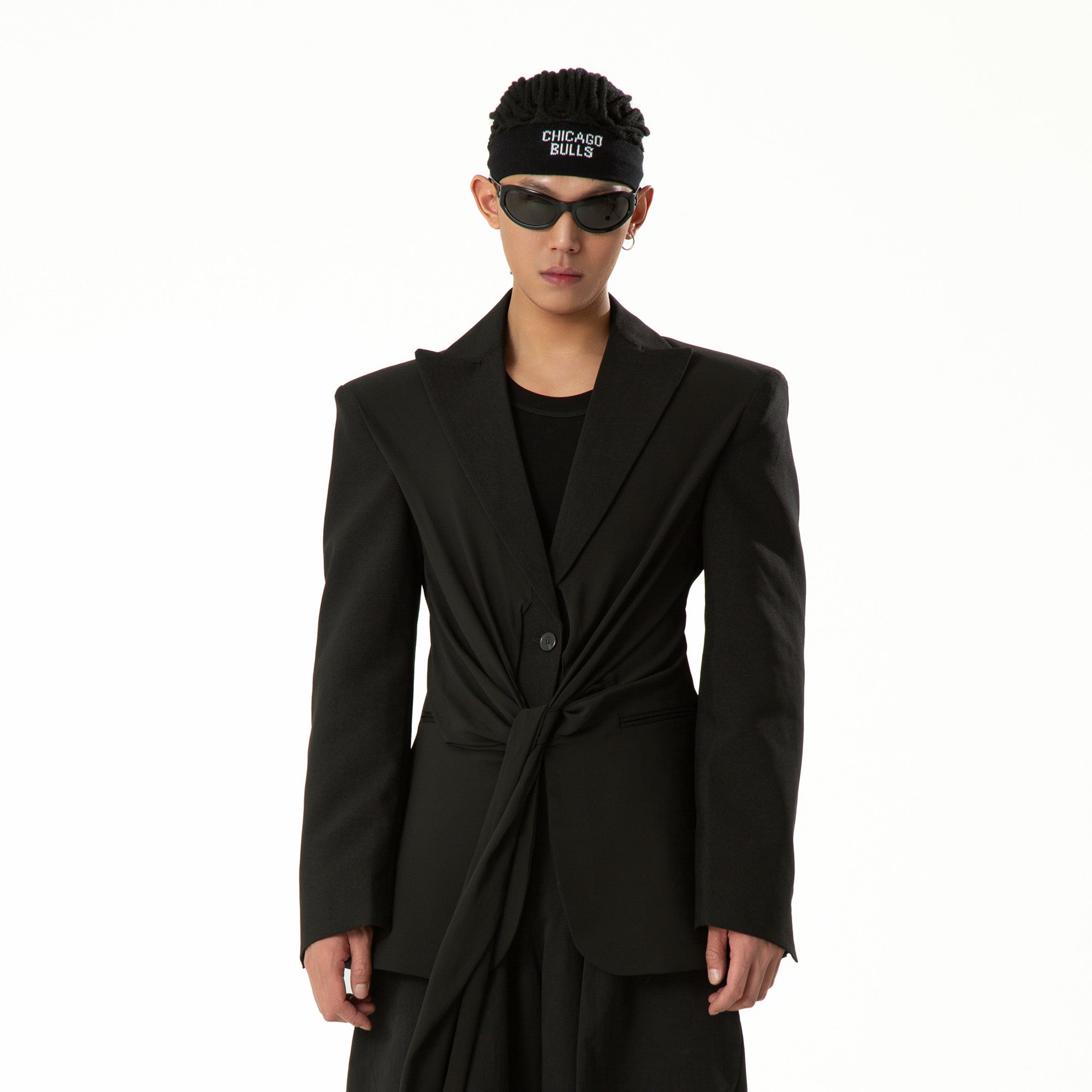 CLP Chic Draped Sash Waist Blazer, premium urban and streetwear designers apparel on PROJECTISR.com, CLP