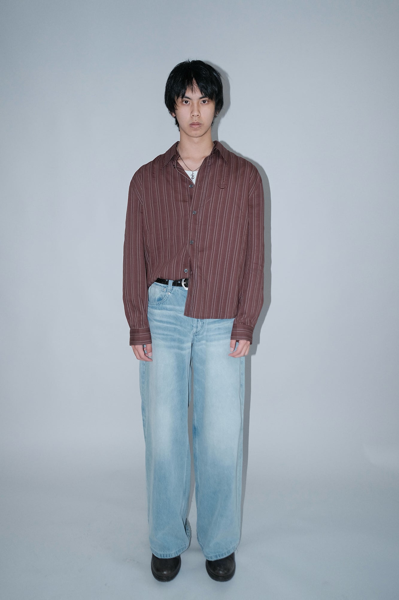 IN EXISTENCE Pinstriped Detachable-Collar Shirt