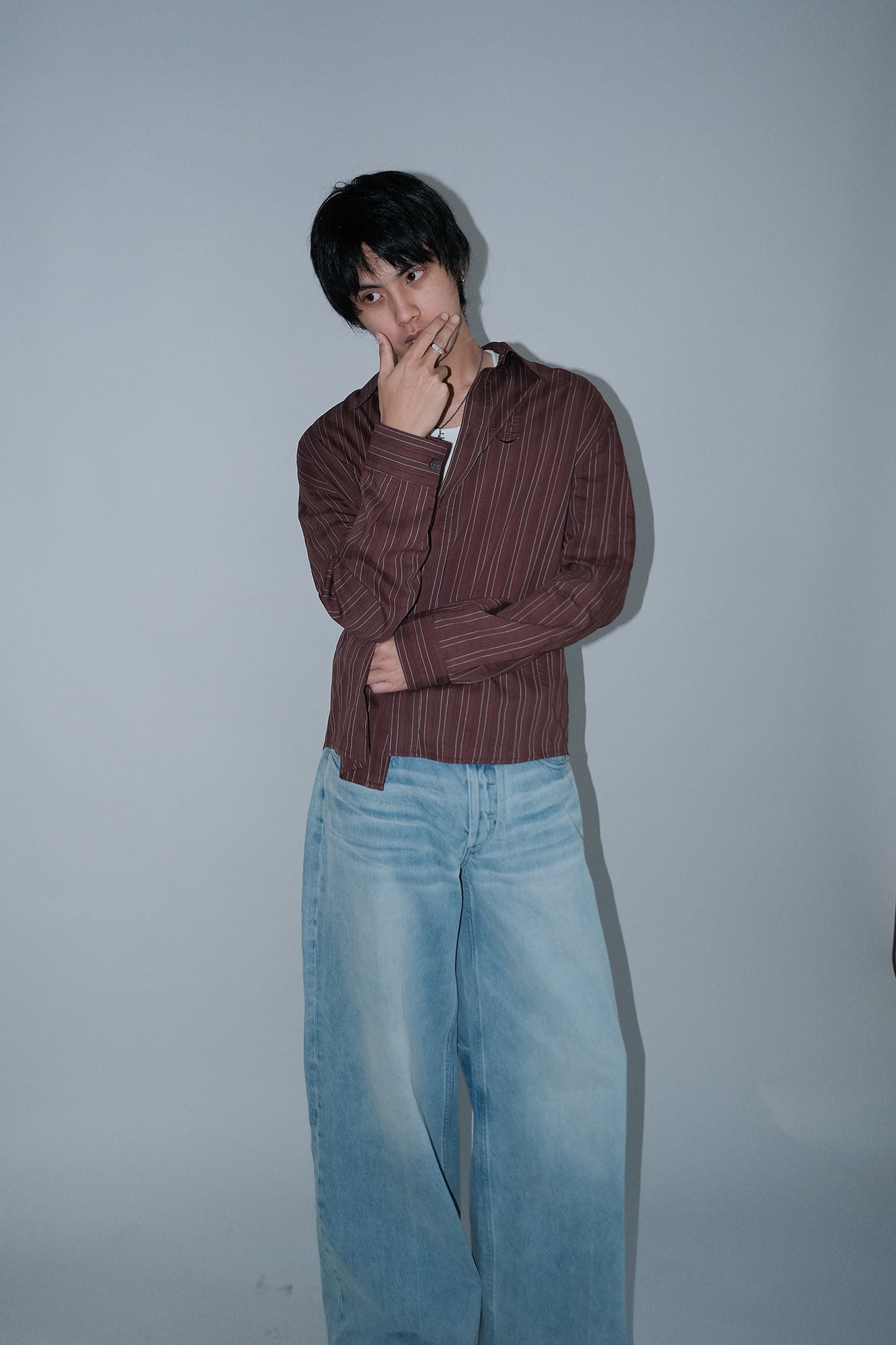 IN EXISTENCE Pinstriped Detachable-Collar Shirt