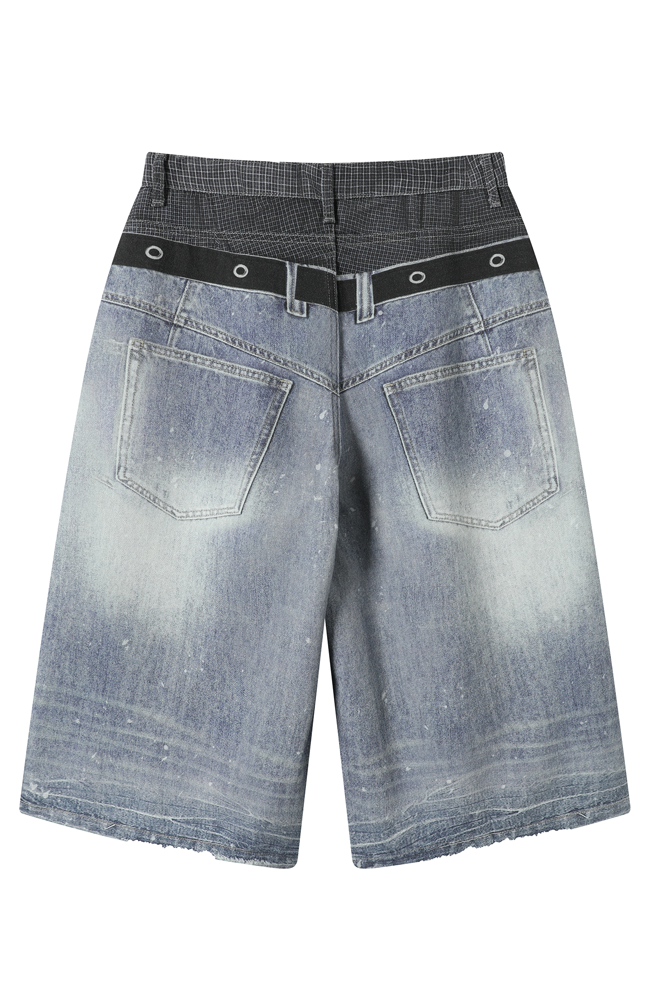 TGNS Trompe-l'œil Distressed Double-Waist Jorts