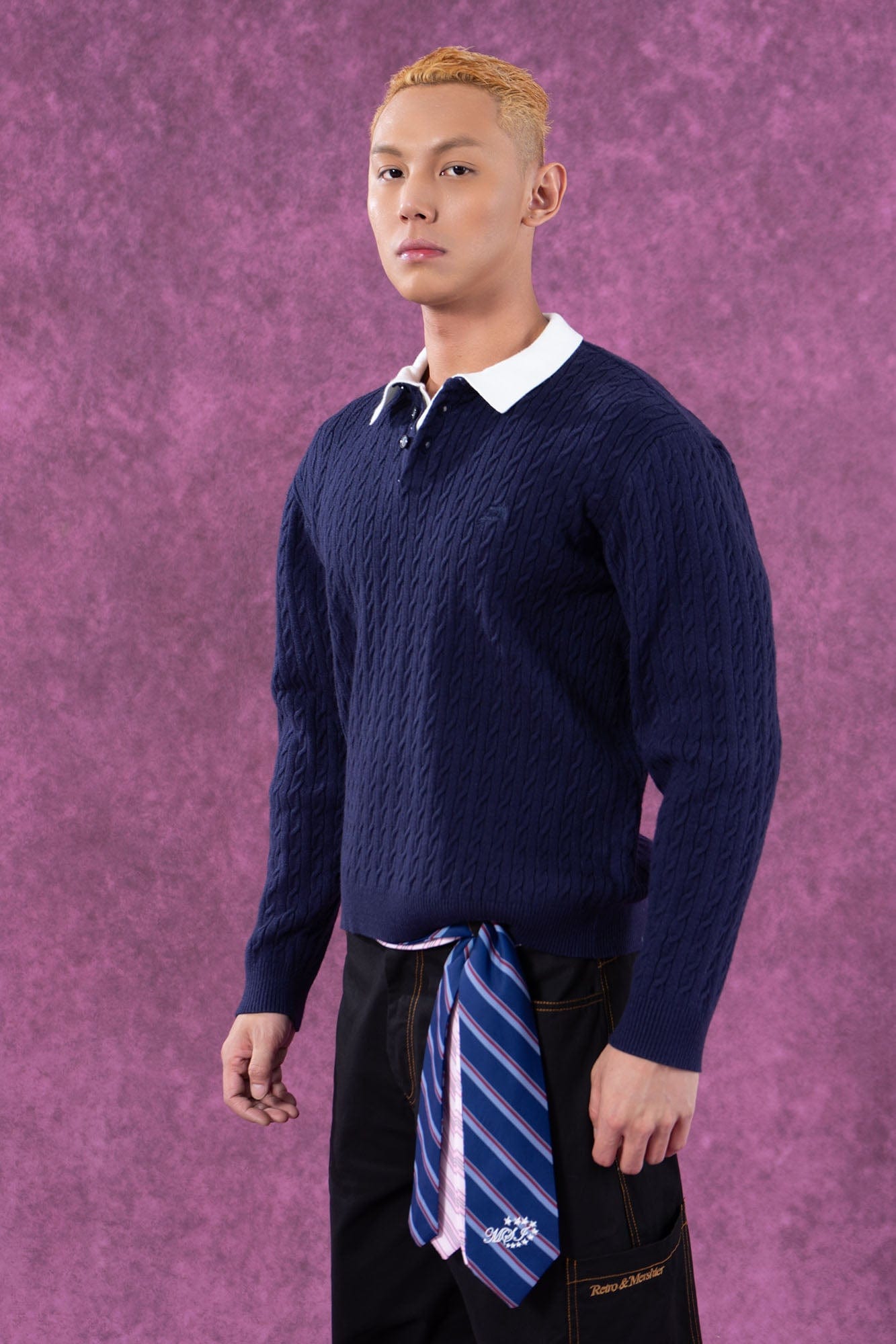 CLP Preppy Faux-Layer Cable Knit Sweater, premium urban and streetwear designers apparel on PROJECTISR.com, CLP