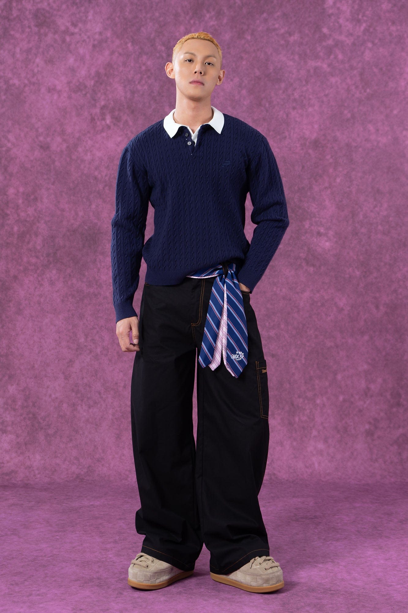 CLP Preppy Faux-Layer Cable Knit Sweater, premium urban and streetwear designers apparel on PROJECTISR.com, CLP
