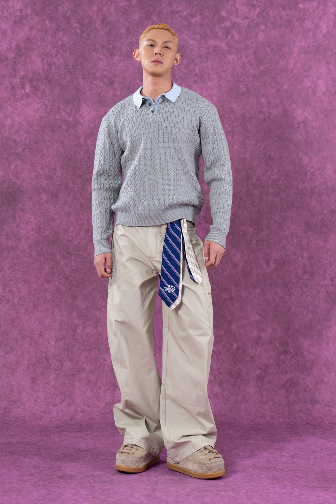 CLP Preppy Faux-Layer Cable Knit Sweater, premium urban and streetwear designers apparel on PROJECTISR.com, CLP